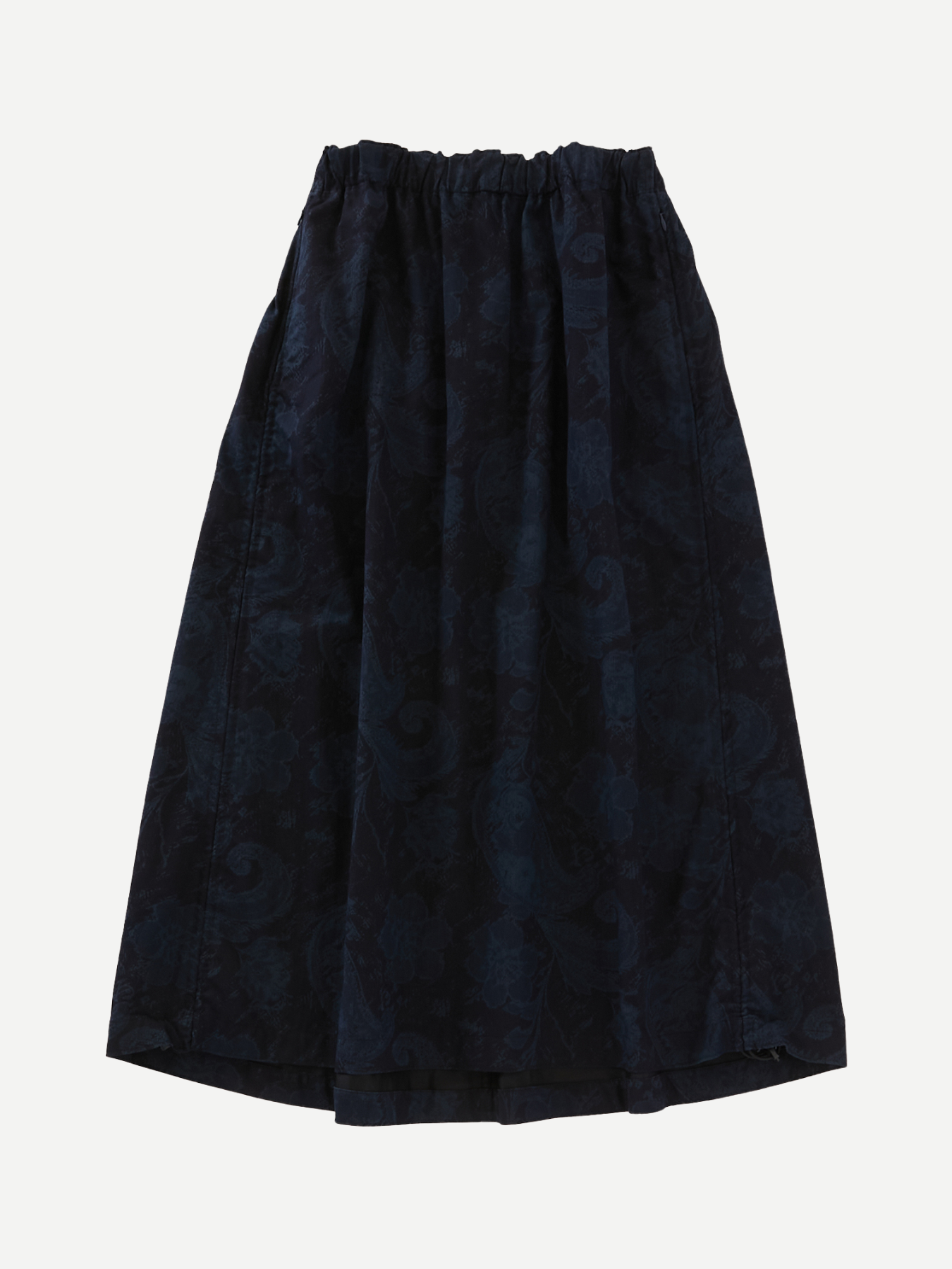 Blue Blue Japan-Nylon & Satin Tsujigahana Gathered Skirt - Indigo-Skirts-Boboli-Vancouver-Canada