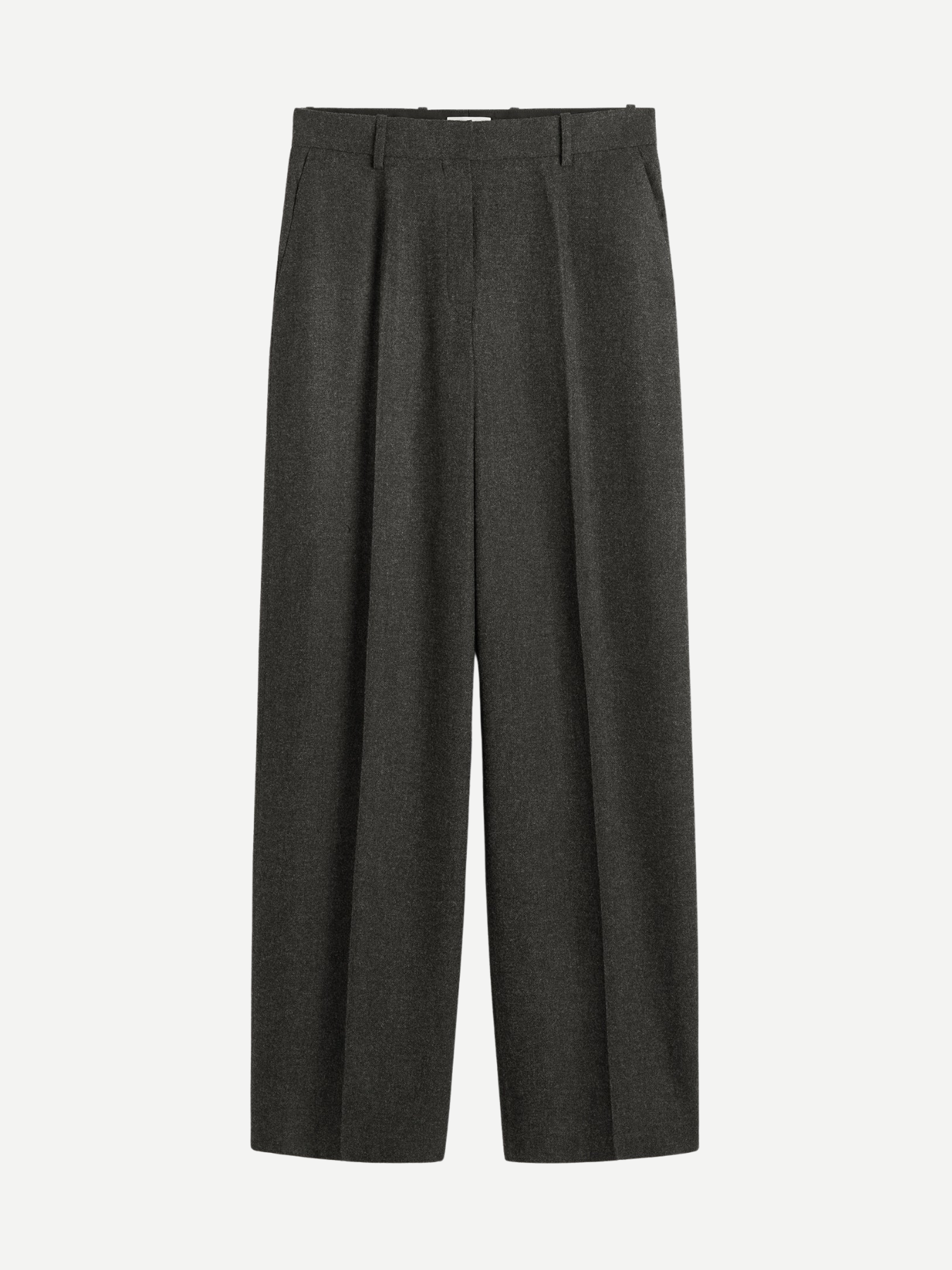 Totême-Wide Flannel Trousers - Charcoal Melange-Pants-Boboli-Vancouver-Canada