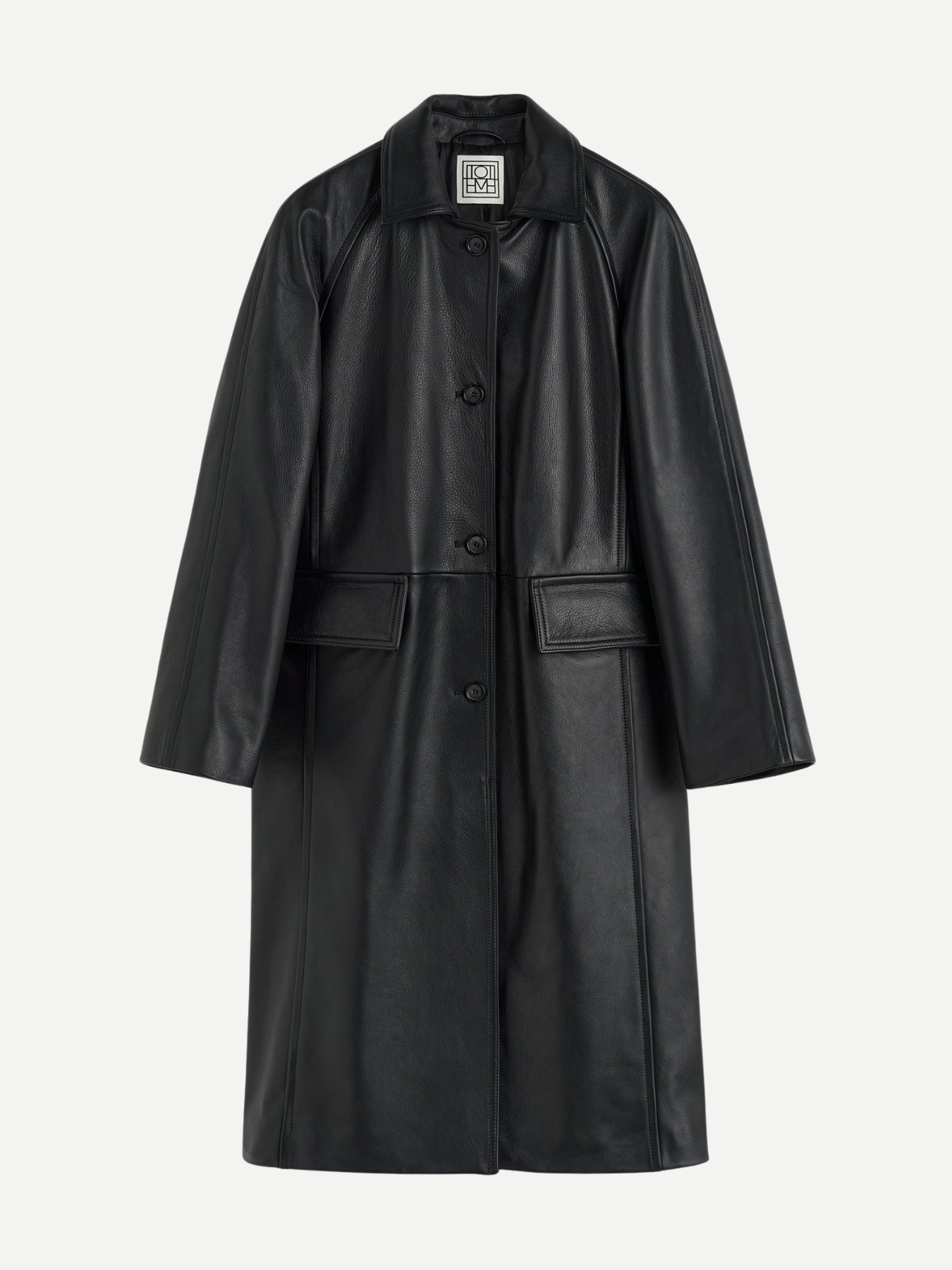 Totême-Raglan Leather Coat - Black-Coats-Boboli-Vancouver-Canada