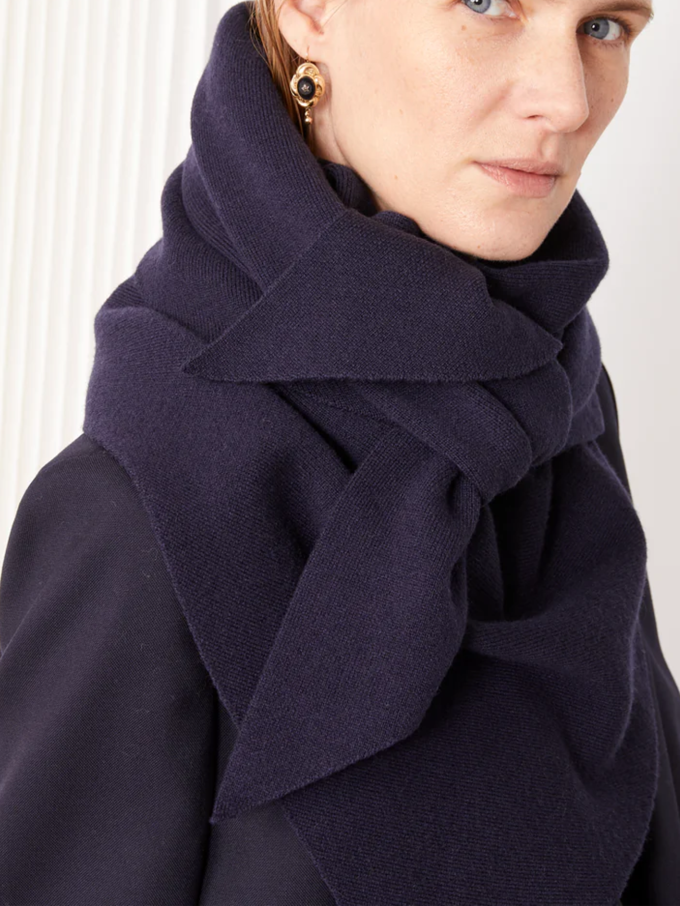 Officine Generale-Triangle Scarf - Dark Navy-Scarves-Boboli-Vancouver-Canada