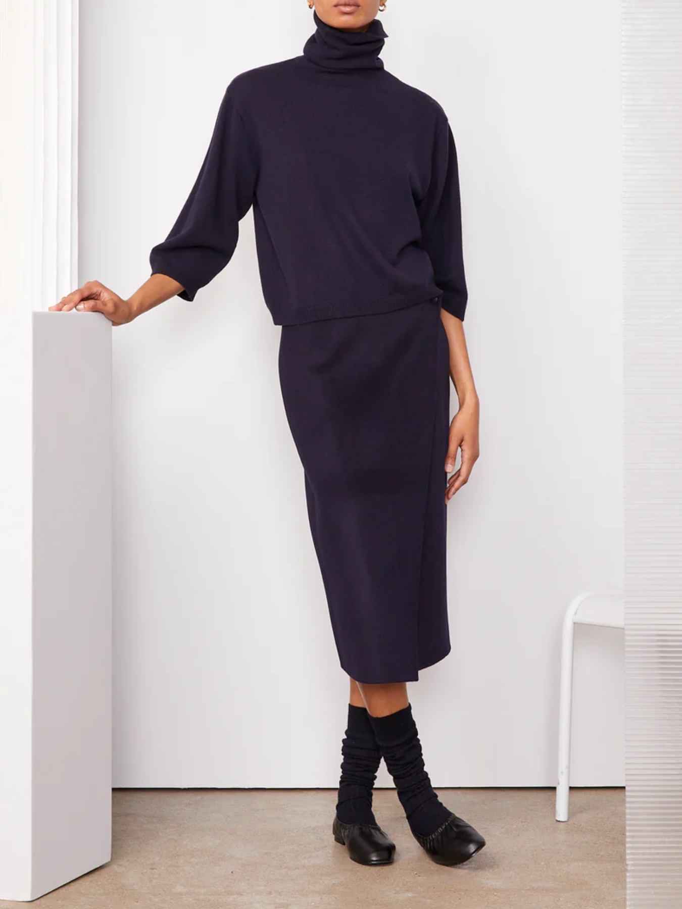 Officine Generale-Pietra Skirt - Dark Navy-Skirts-Boboli-Vancouver-Canada