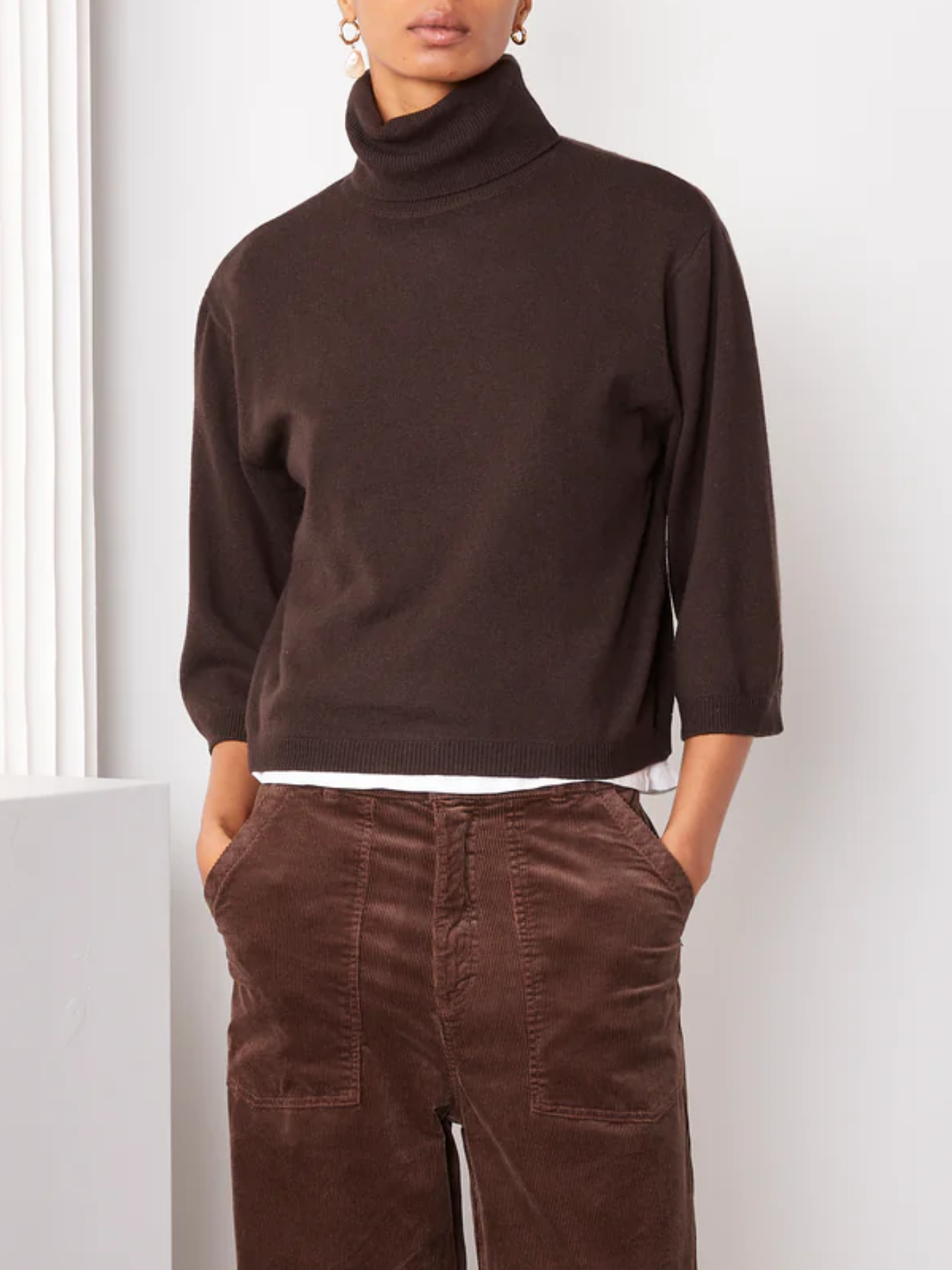 Officine Generale-Jalila Wool Cashmere Sweater - Dark Brown-Sweaters-Boboli-Vancouver-Canada
