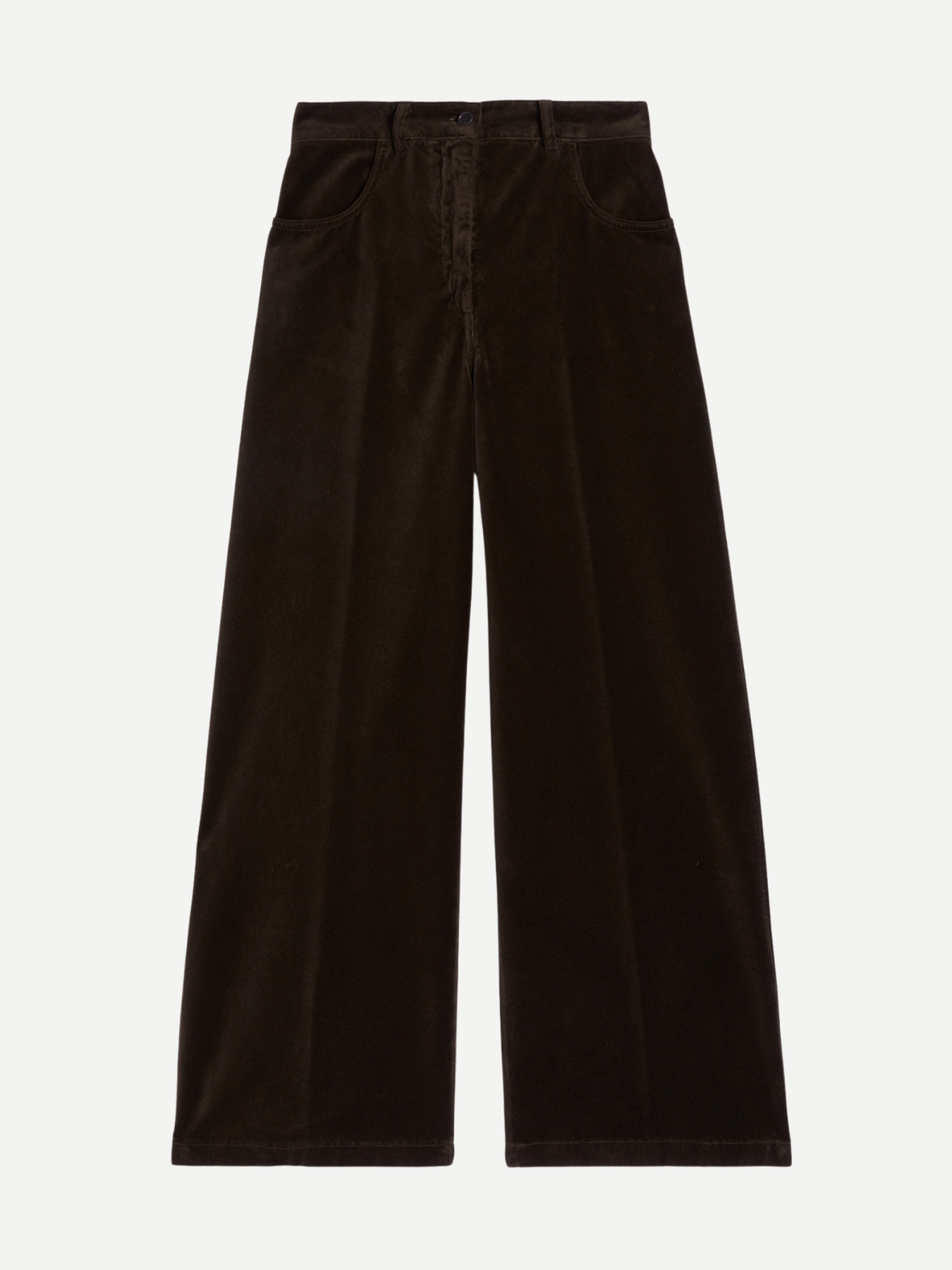 Aspesi-Smooth Velvet Wide Trousers - Dark Brown-Pants-Boboli-Vancouver-Canada