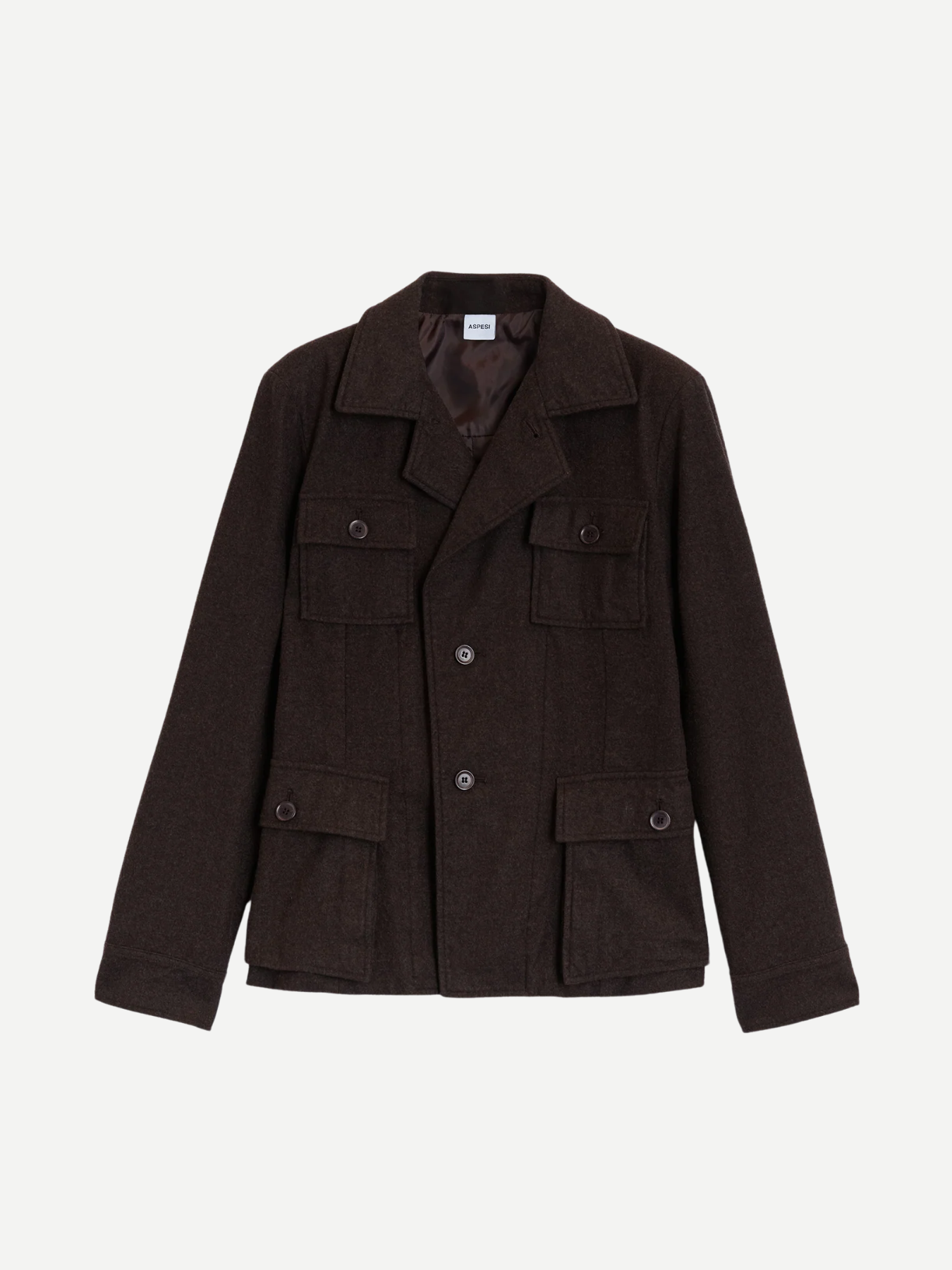 Aspesi-Flannel Single Breasted Jacket - Brown-Jackets-Boboli-Vancouver-Canada