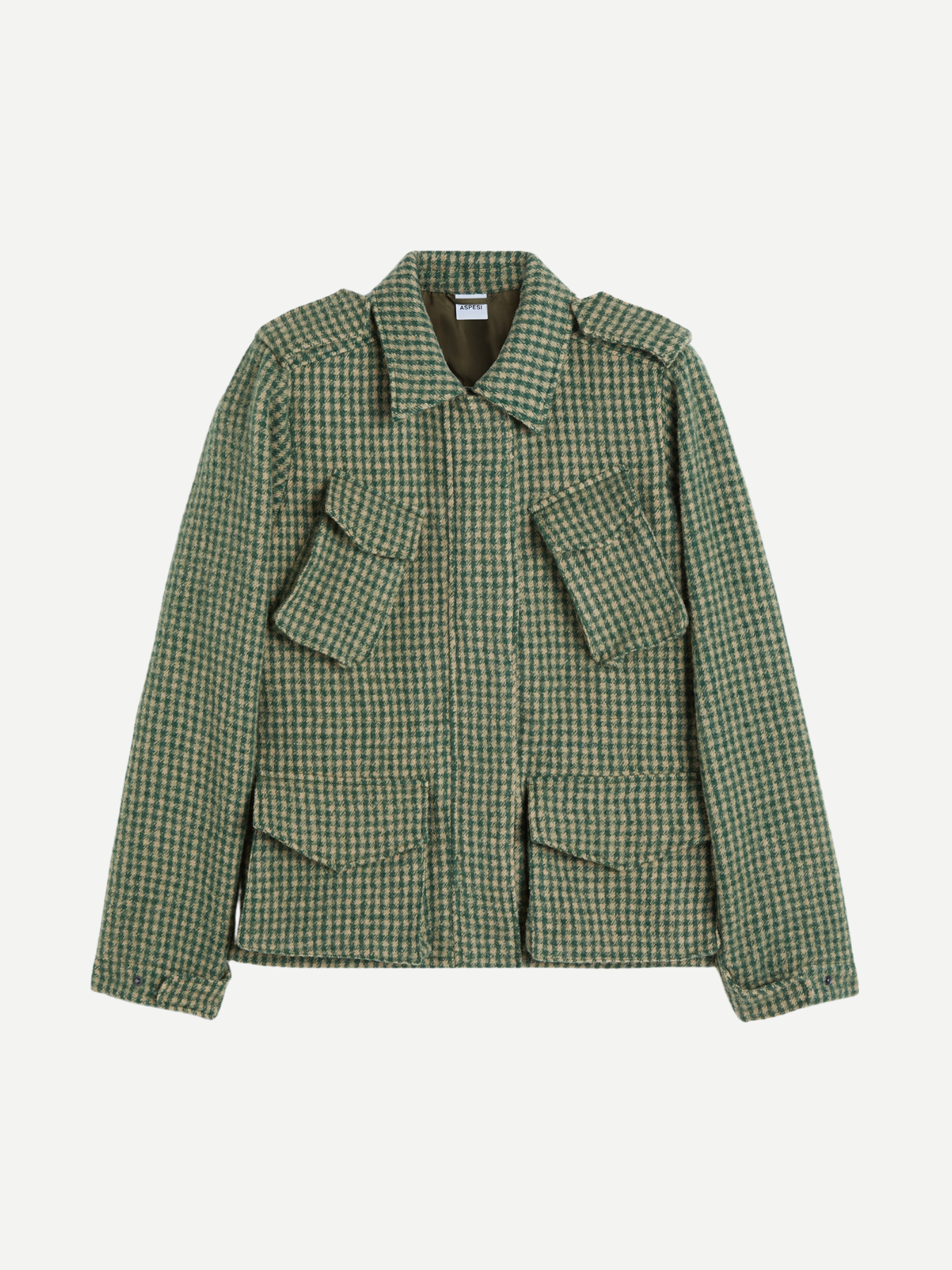 Aspesi-Woven Jacket - Green/Natural-Jackets-Boboli-Vancouver-Canada