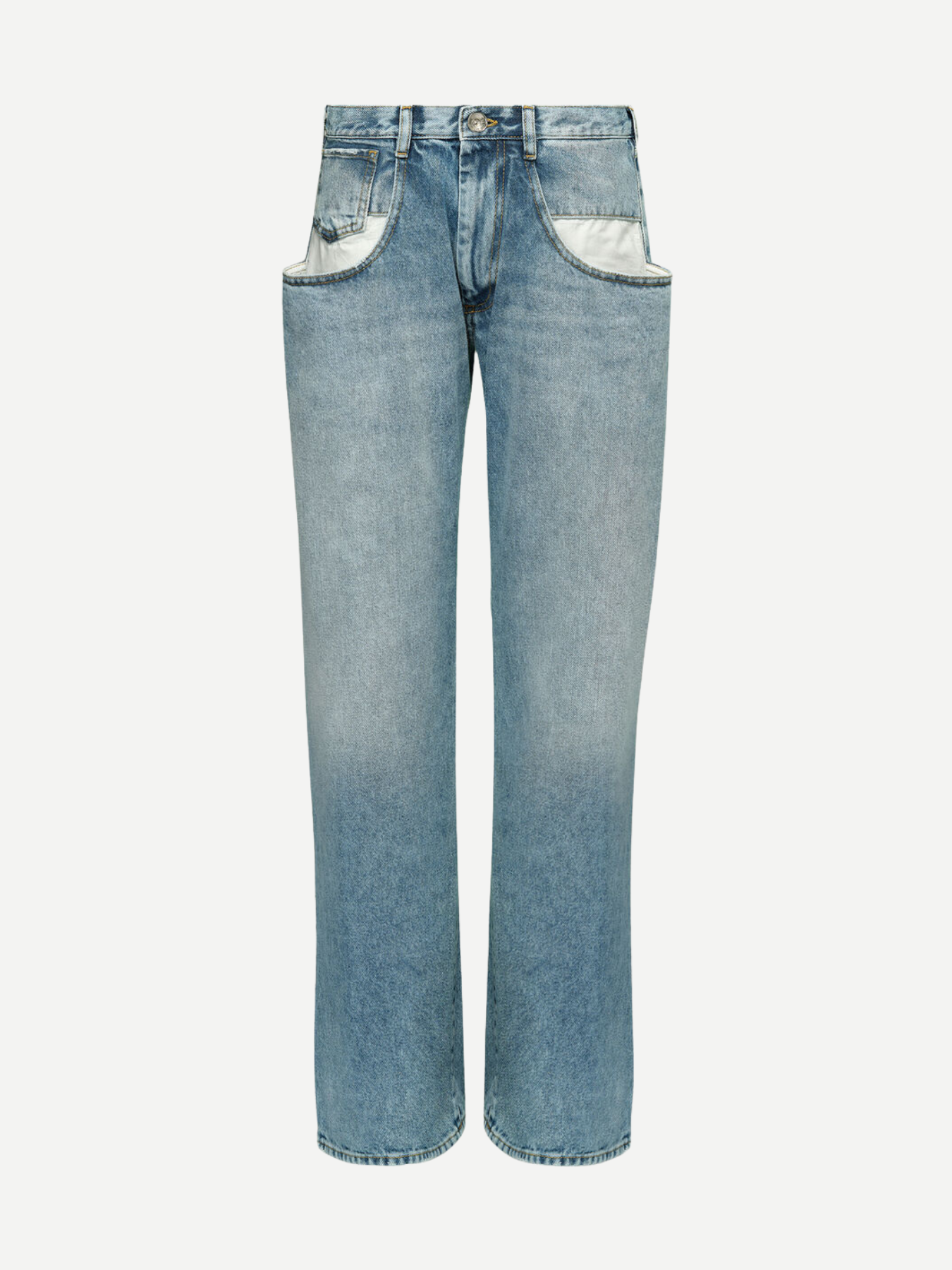 Maison Margiela-Straight Jeans w/Contrasted Pockets - Blue Jeans-Pants-Boboli-Vancouver-Canada