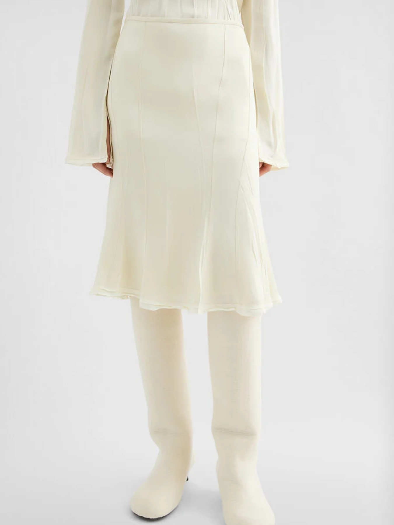 Jil Sander-Envers Satin Flared Skirt - Cornsilk-Skirts-Boboli-Vancouver-Canada