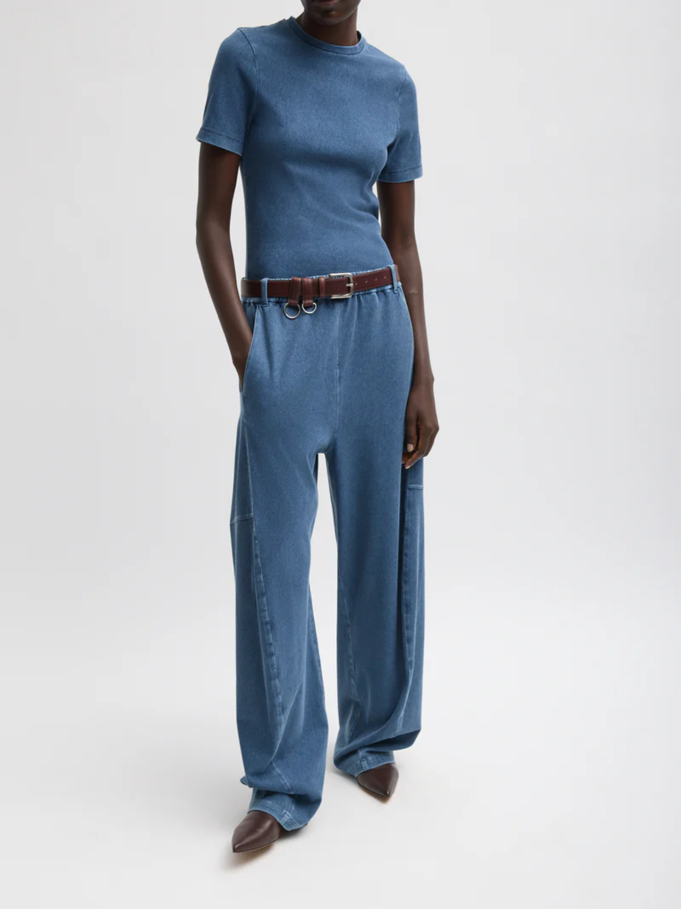 Tibi-Stretch Denim Knit Winslow Pant - Classic Wash-Pants-Boboli-Vancouver-Canada