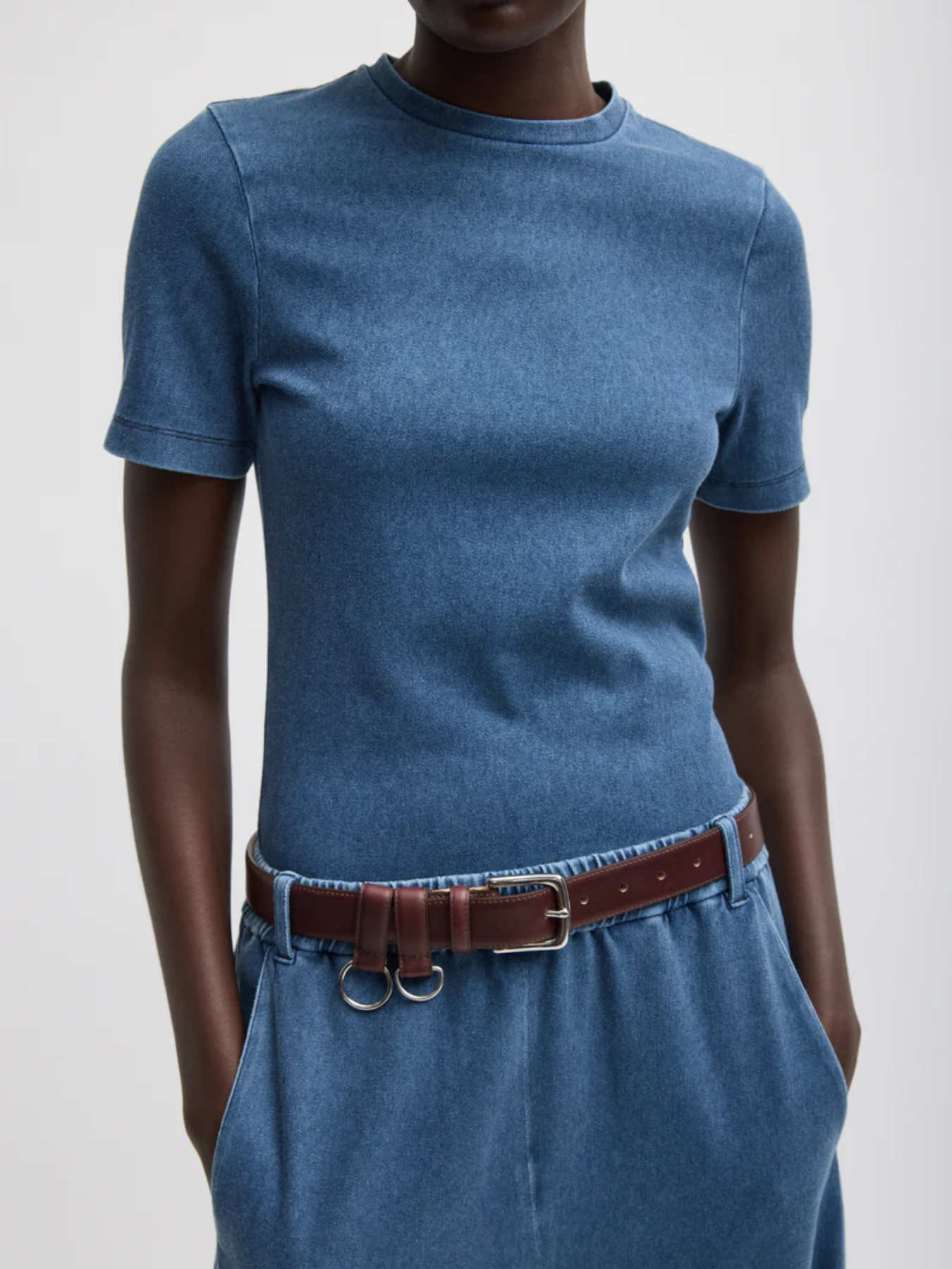 Tibi-Stretch Denim Baby T - Classic Wash-Shirts-Boboli-Vancouver-Canada