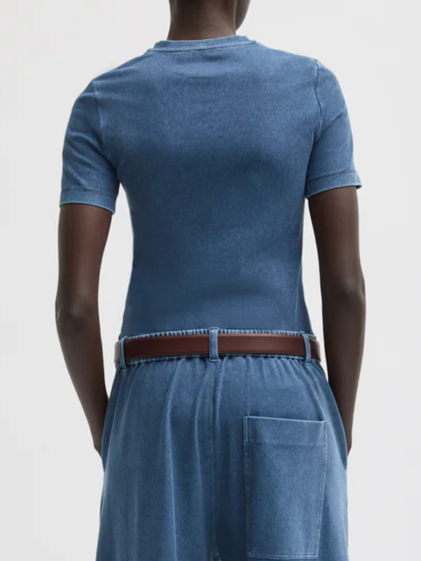 Tibi-Stretch Denim Baby T - Classic Wash-Shirts-Boboli-Vancouver-Canada