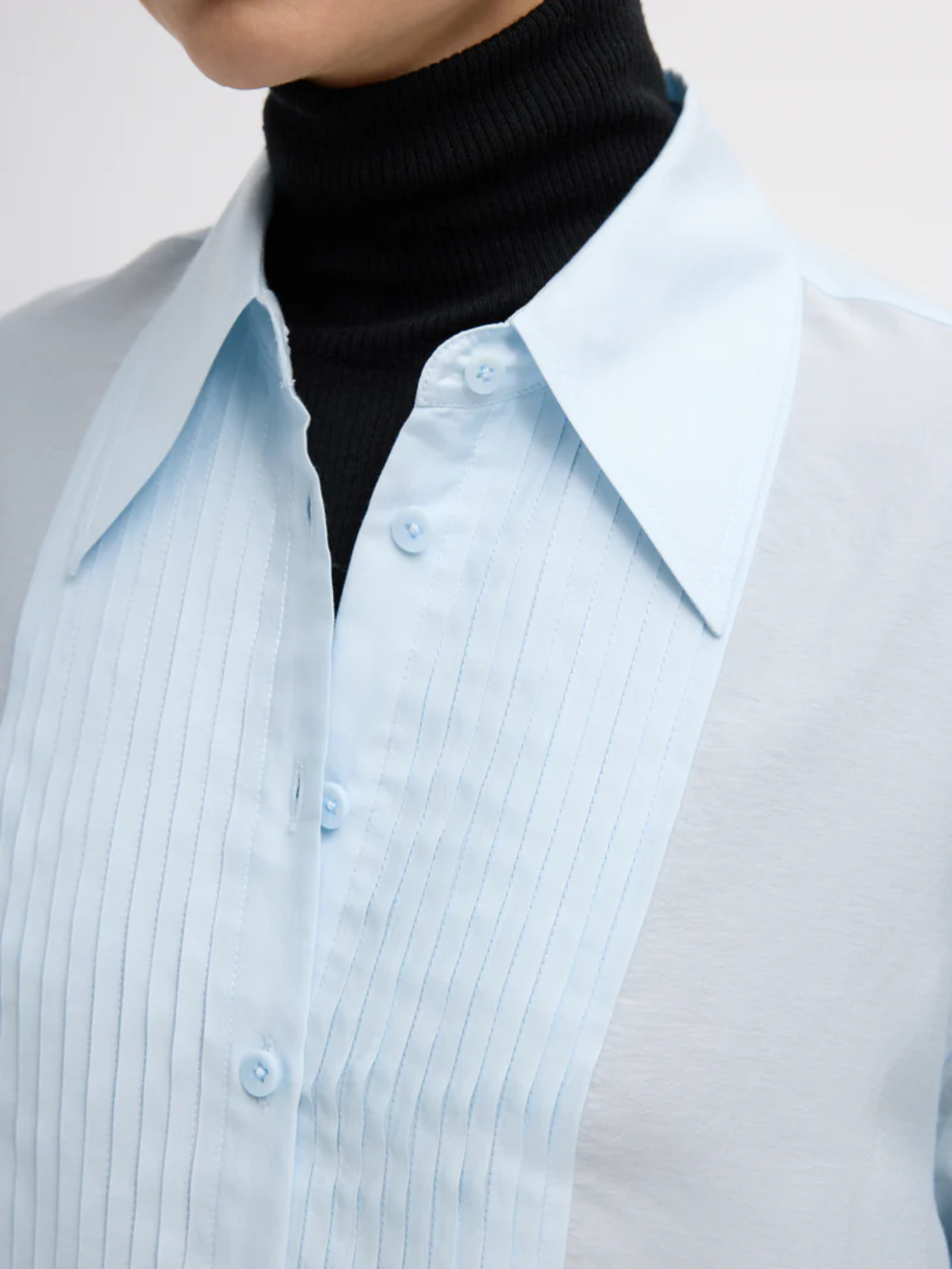 Tibi-Silk Voile Easy Pintucked Shirt - Ice Blue-Shirts-Boboli-Vancouver-Canada