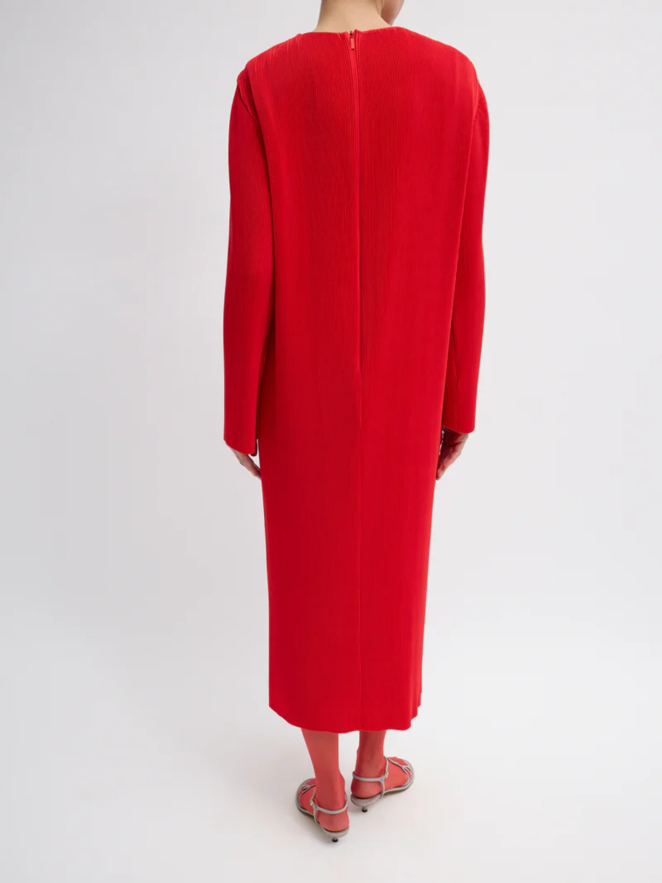 Tibi-Plisse Midi Dress - Red-Dresses-Boboli-Vancouver-Canada