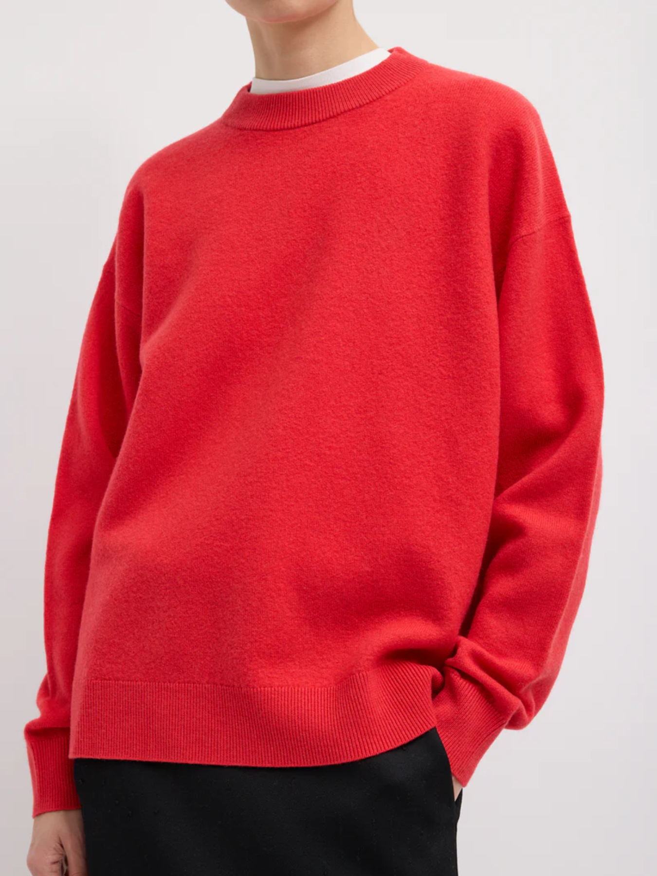 Tibi-Boiled Wool Crewneck Easy Pullover - Red-Sweaters-Boboli-Vancouver-Canada