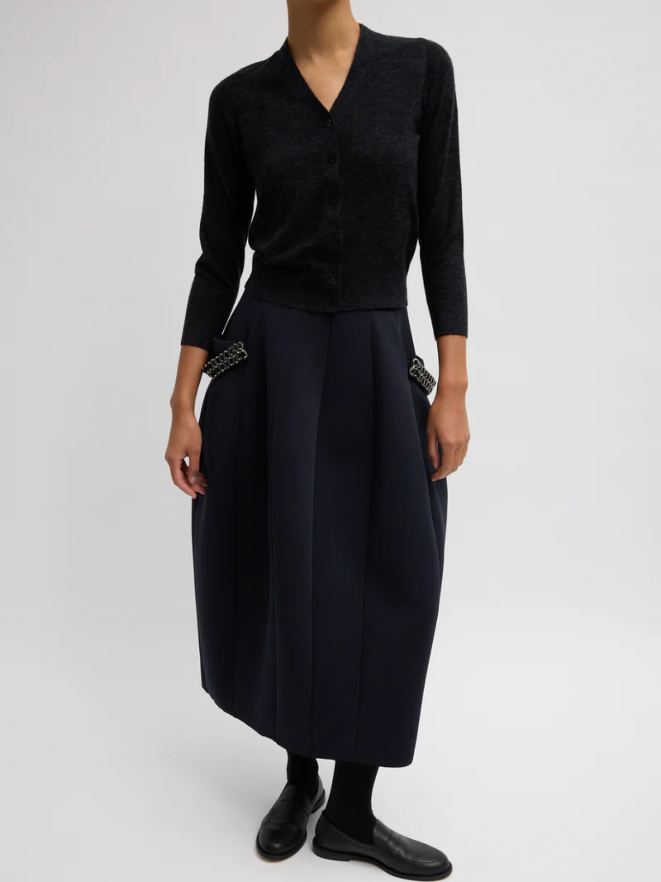 Tibi-Bonded Twill Sculpted Skirt - Navy-Skirts-Boboli-Vancouver-Canada