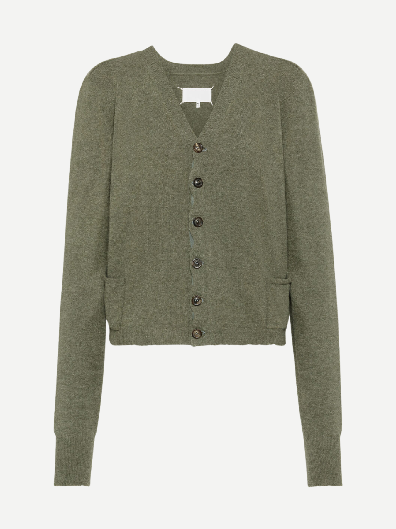 Maison Margiela-Wool V-Neck Cardigan - Green-Cardigans-Boboli-Vancouver-Canada