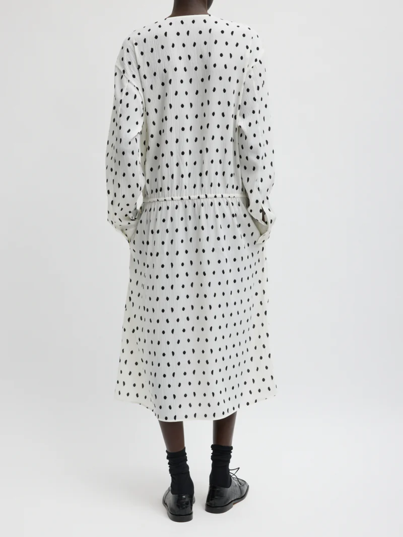 Tibi-Scribble Dot Print Plisee Wrap Dress - Black/White-Dresses-Boboli-Vancouver-Canada