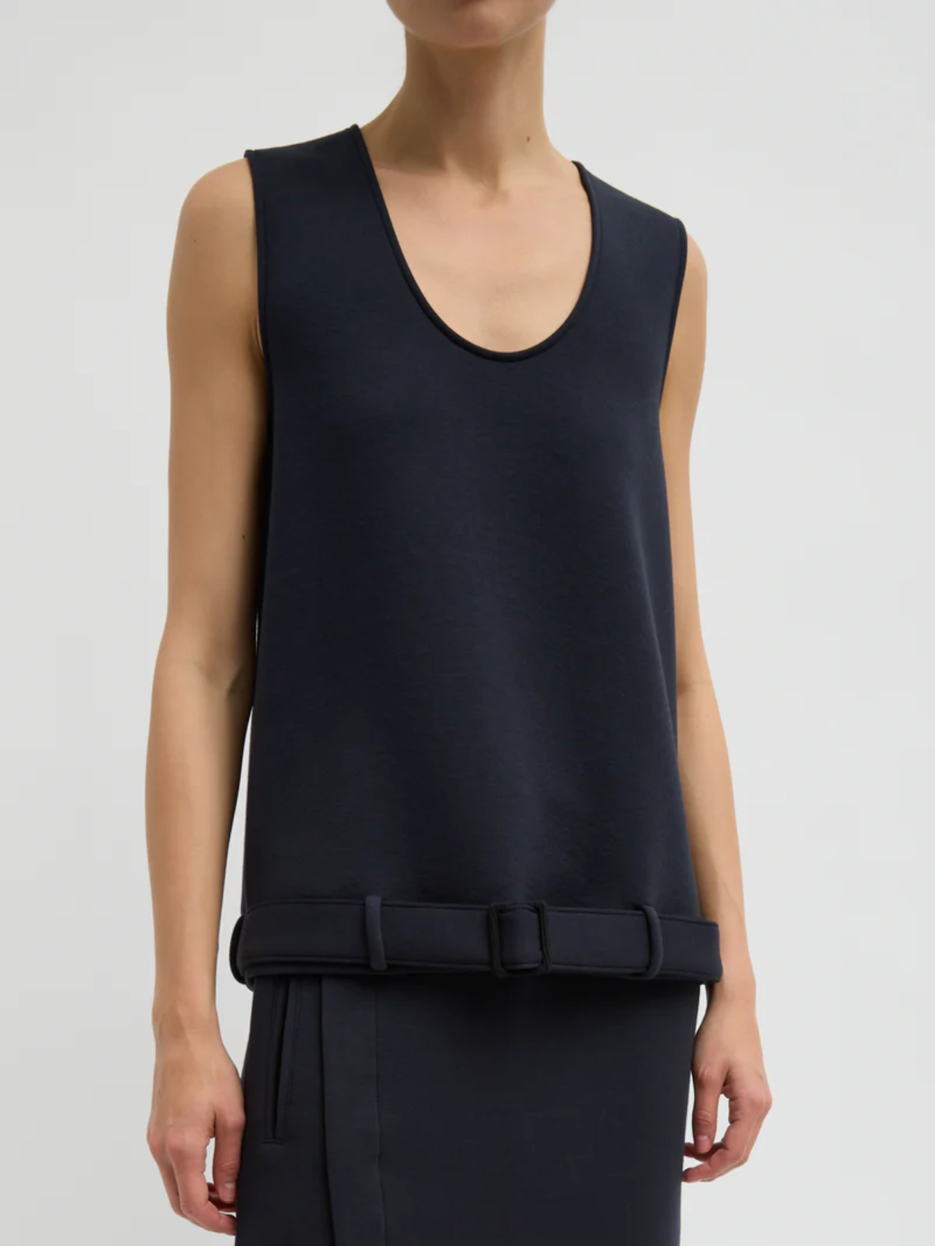 Tibi-Bonded Viscose Tank Top - Dark Navy-Tops-Boboli-Vancouver-Canada