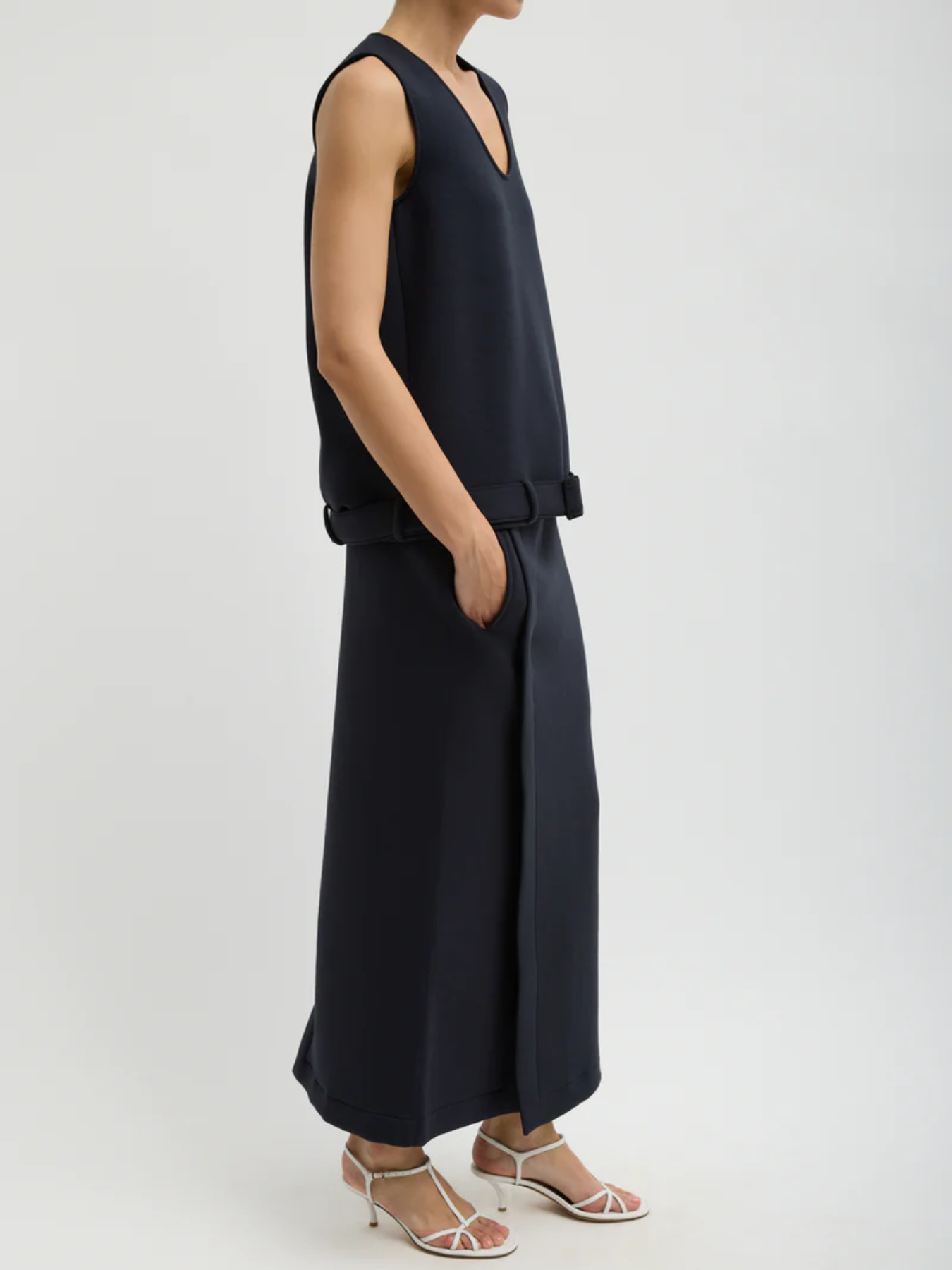 Tibi-Bonded Viscose Maxi Wrap Skirt - Dark Navy-Skirts-Boboli-Vancouver-Canada