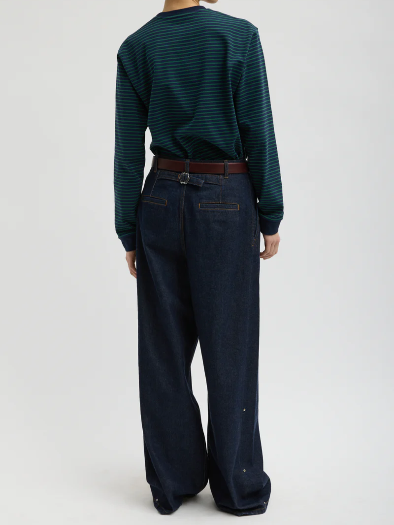 Tibi-Indigo Denim Triple Pleat Jean - Indigo-Pants-Boboli-Vancouver-Canada