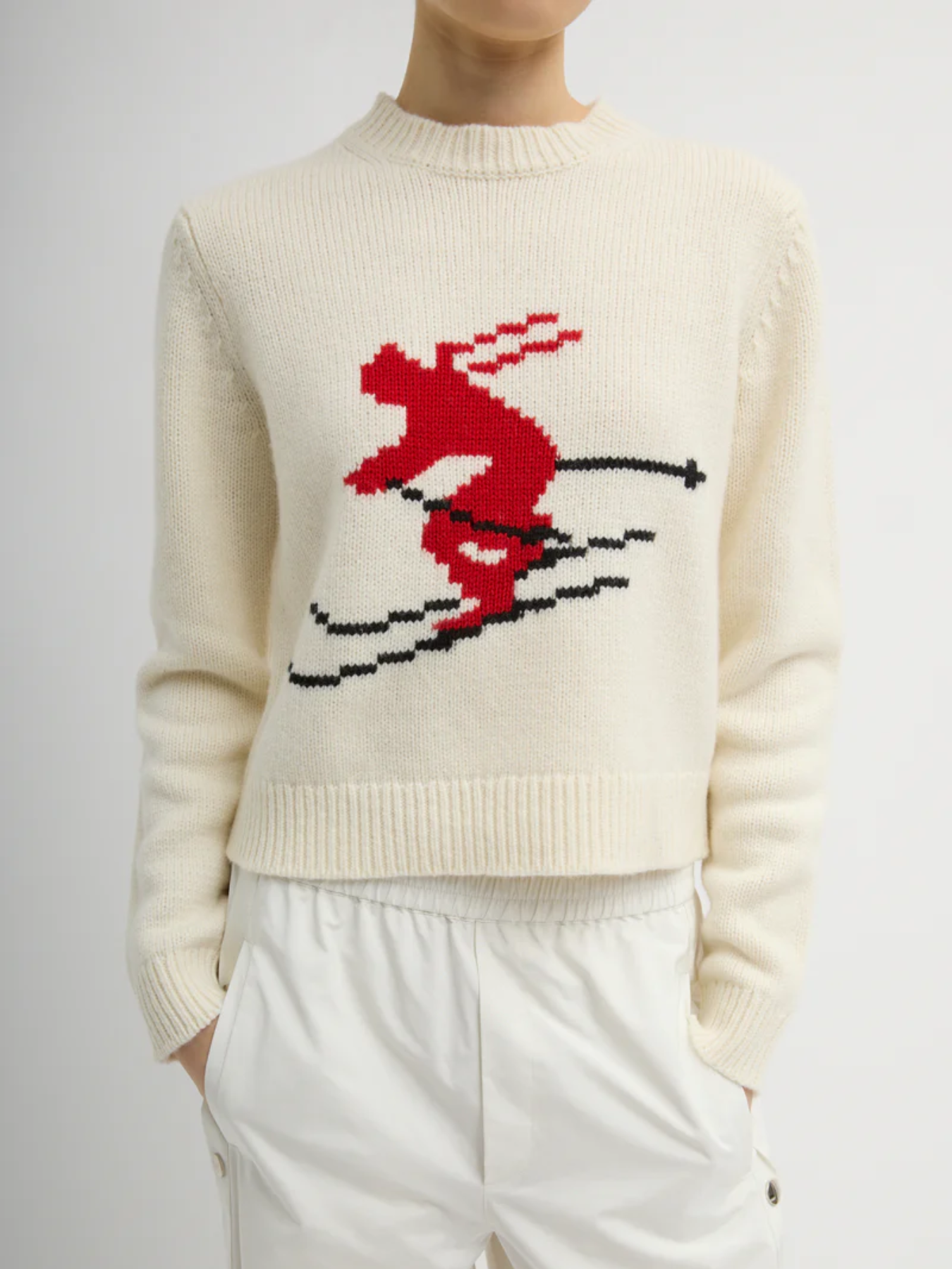Tibi-Soft Wool Shrunken Ski Sweater - Ivory/Multi-Sweaters-Boboli-Vancouver-Canada