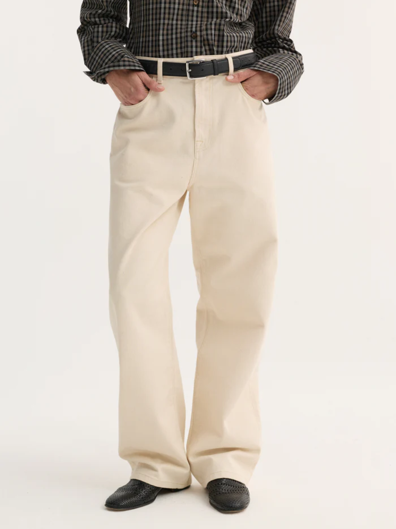 Rohe-Baggy Fit Denim - Ecru-Pants-Boboli-Vancouver-Canada