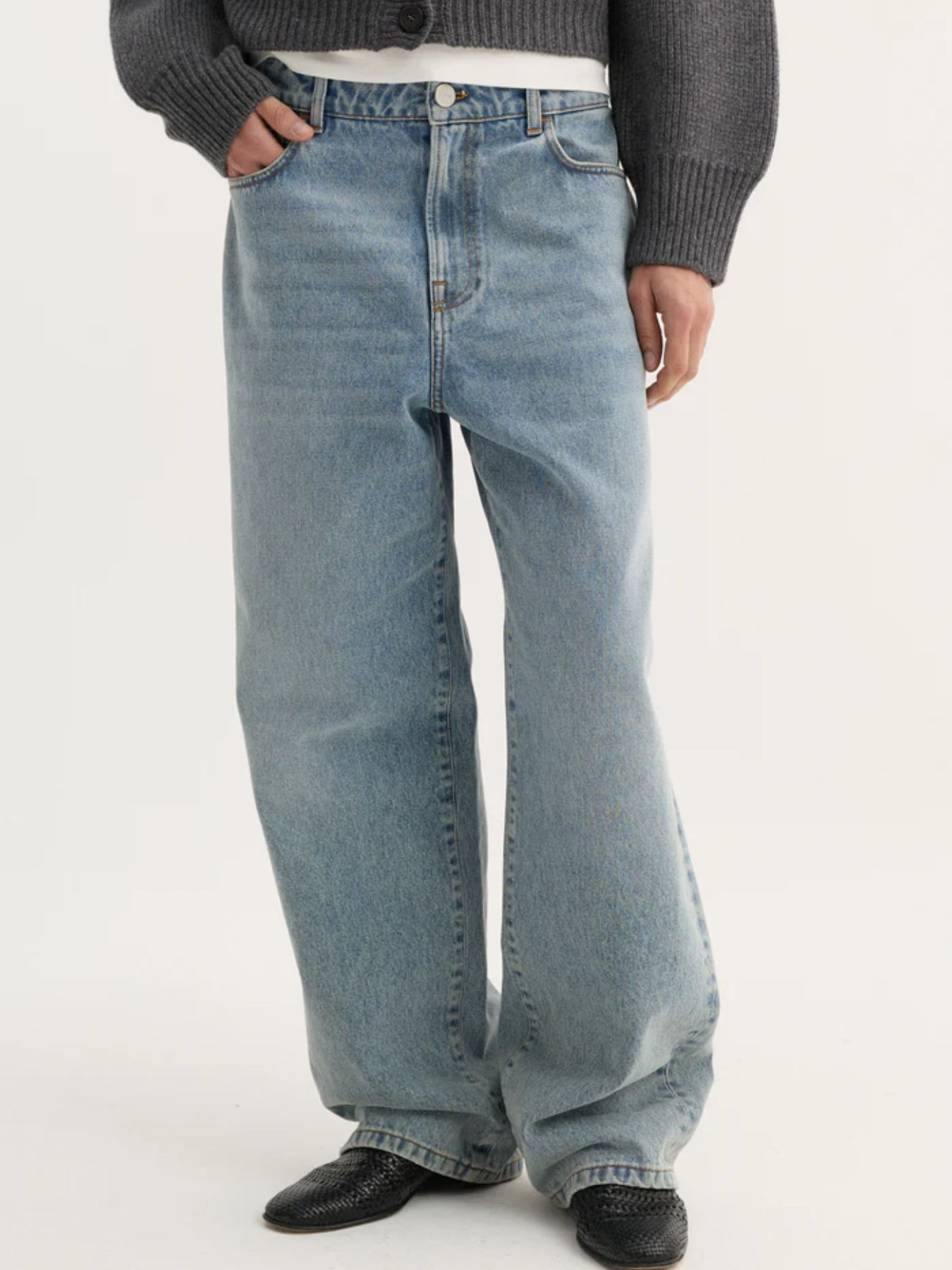 Rohe-Baggy Fit Denim - Classic Blue-Pants-Boboli-Vancouver-Canada