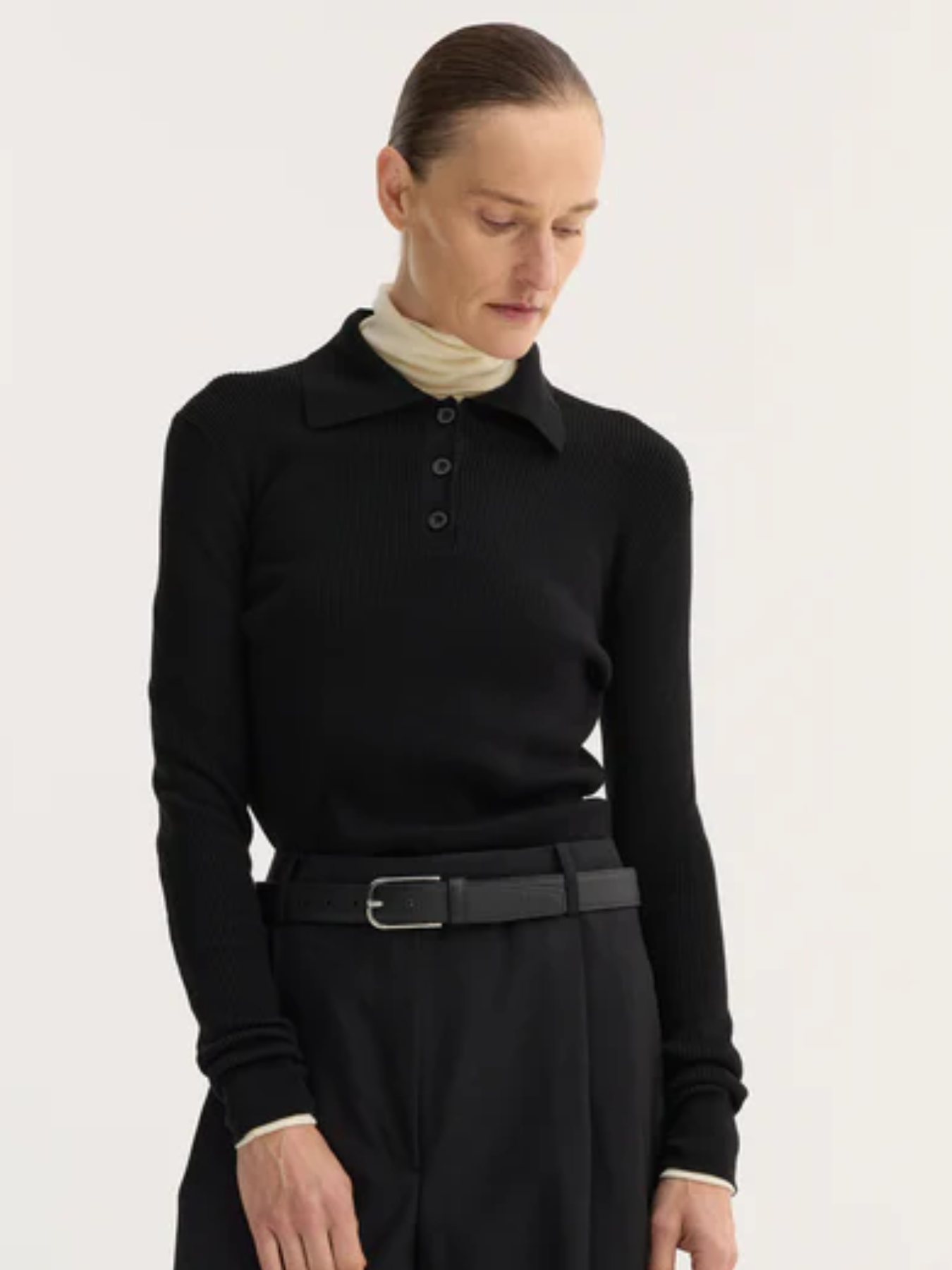 Rohe-Rib Knitted Polo - Black-Shirts-Boboli-Vancouver-Canada