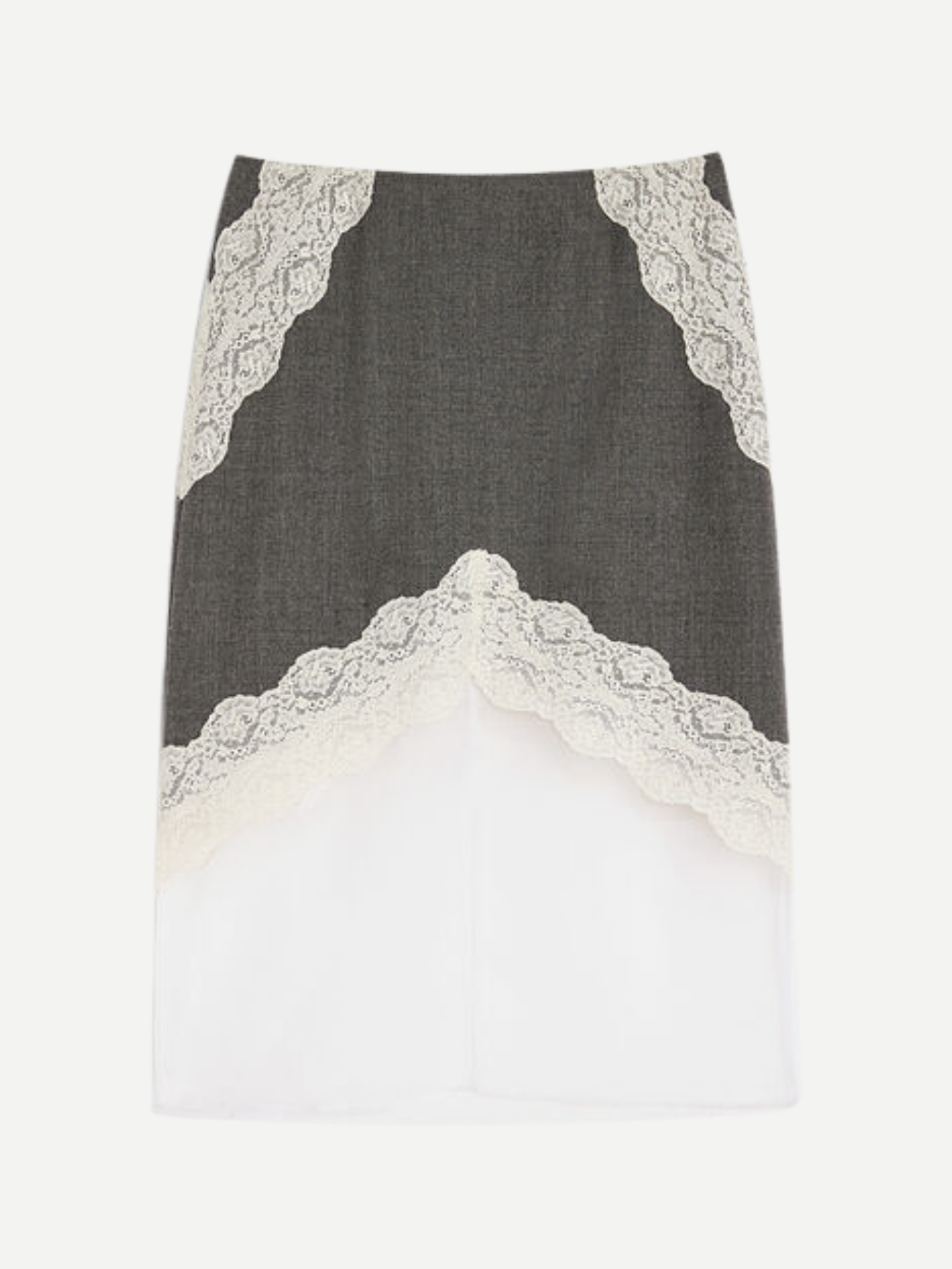 Jil Sander-Wool Canvas Skirt w/Lace - Volcanic Glass-Skirts-Boboli-Vancouver-Canada