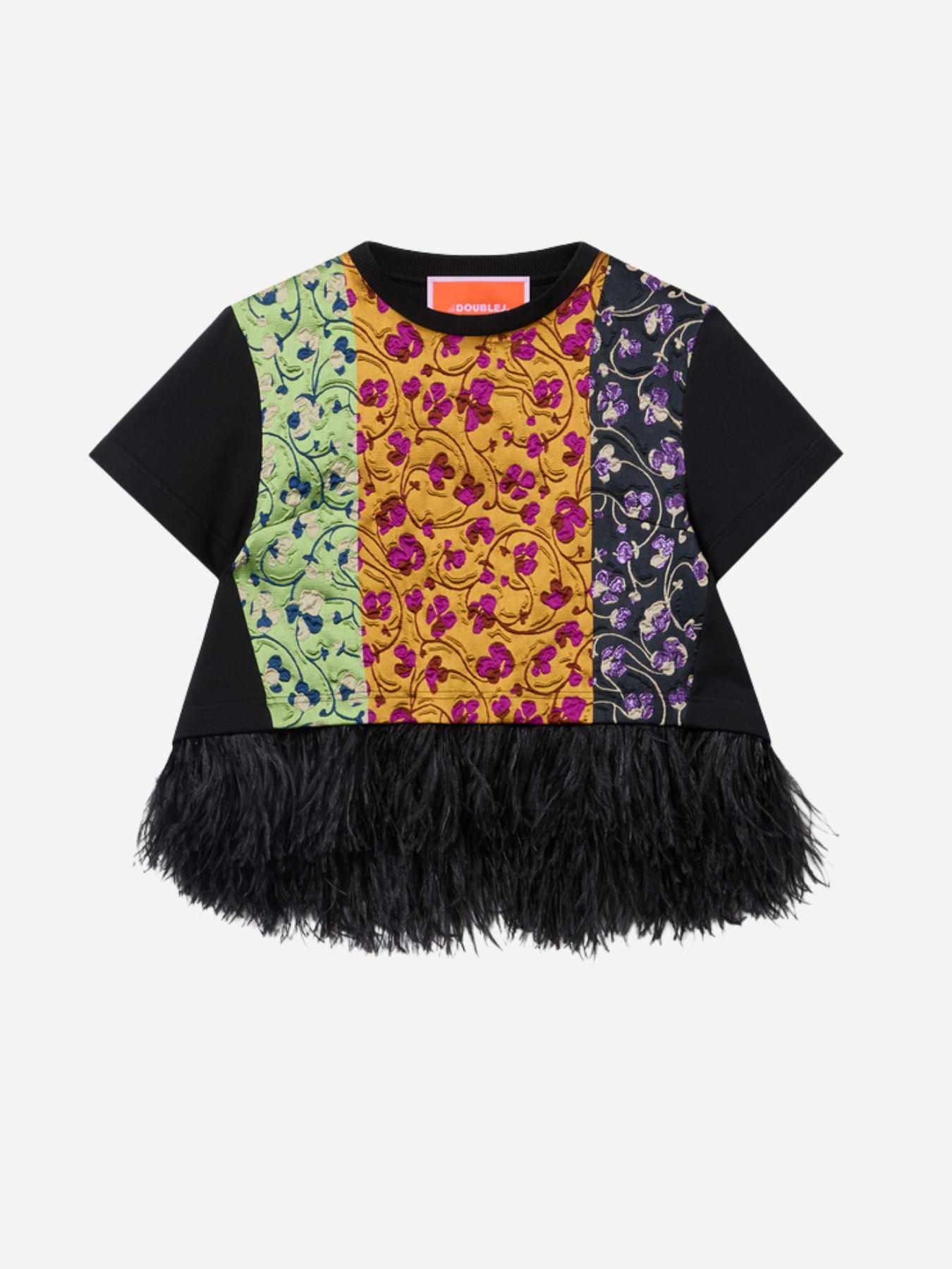 La DoubleJ-La Scala Tee w/Feathers - Honeysuckle Tricolor-Shirts-Boboli-Vancouver-Canada