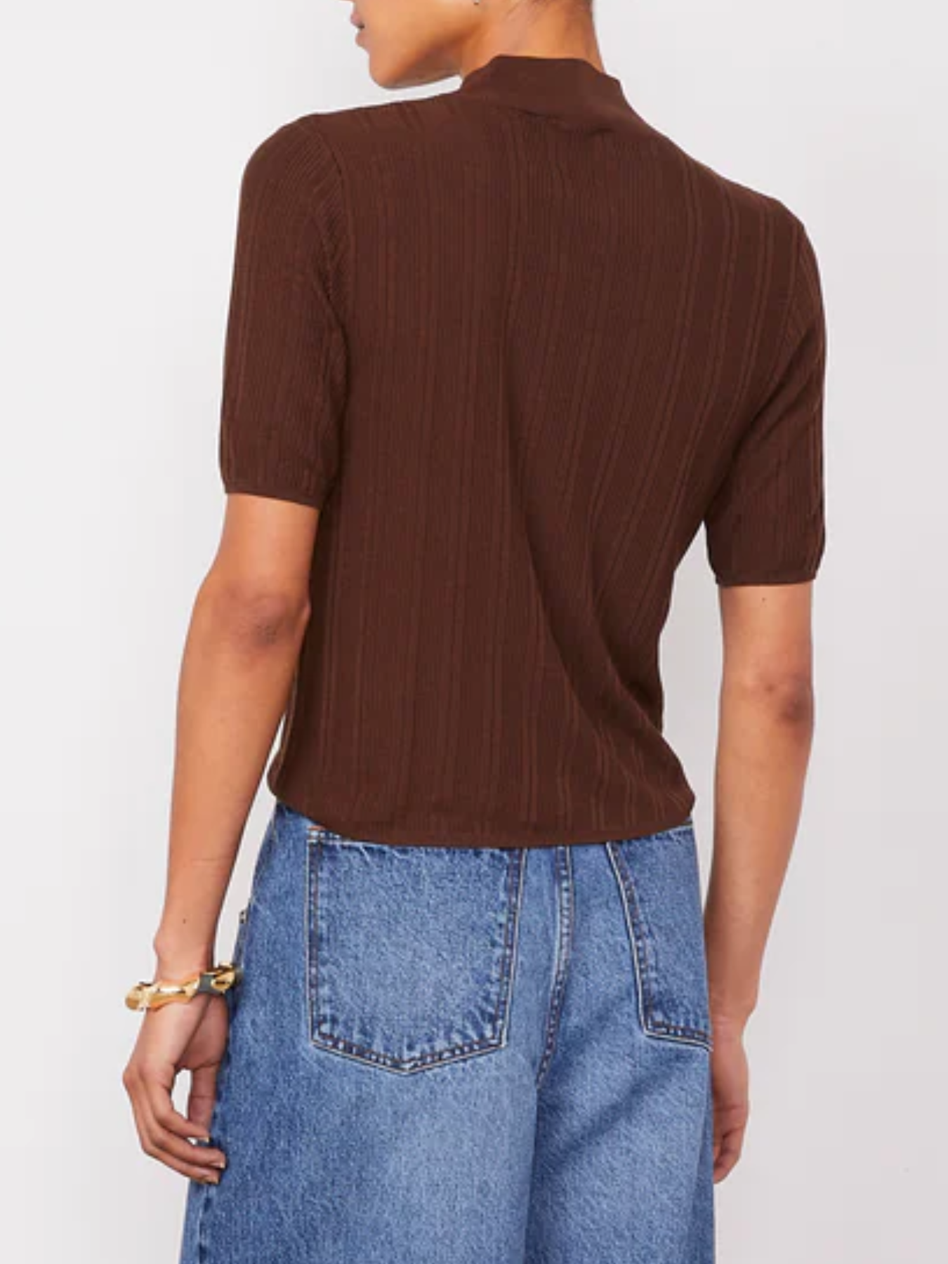 Officine Generale-Laya Mockneck Wool Top - Brown-Tops-Boboli-Vancouver-Canada