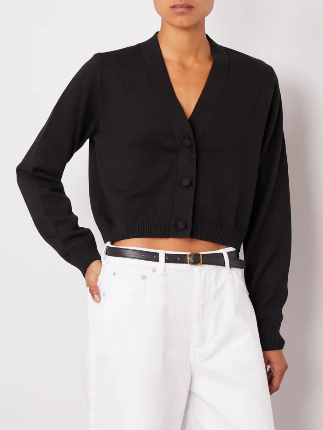 Officine Generale-Serena Cashmere Cardigan - Black-Cardigans-Boboli-Vancouver-Canada