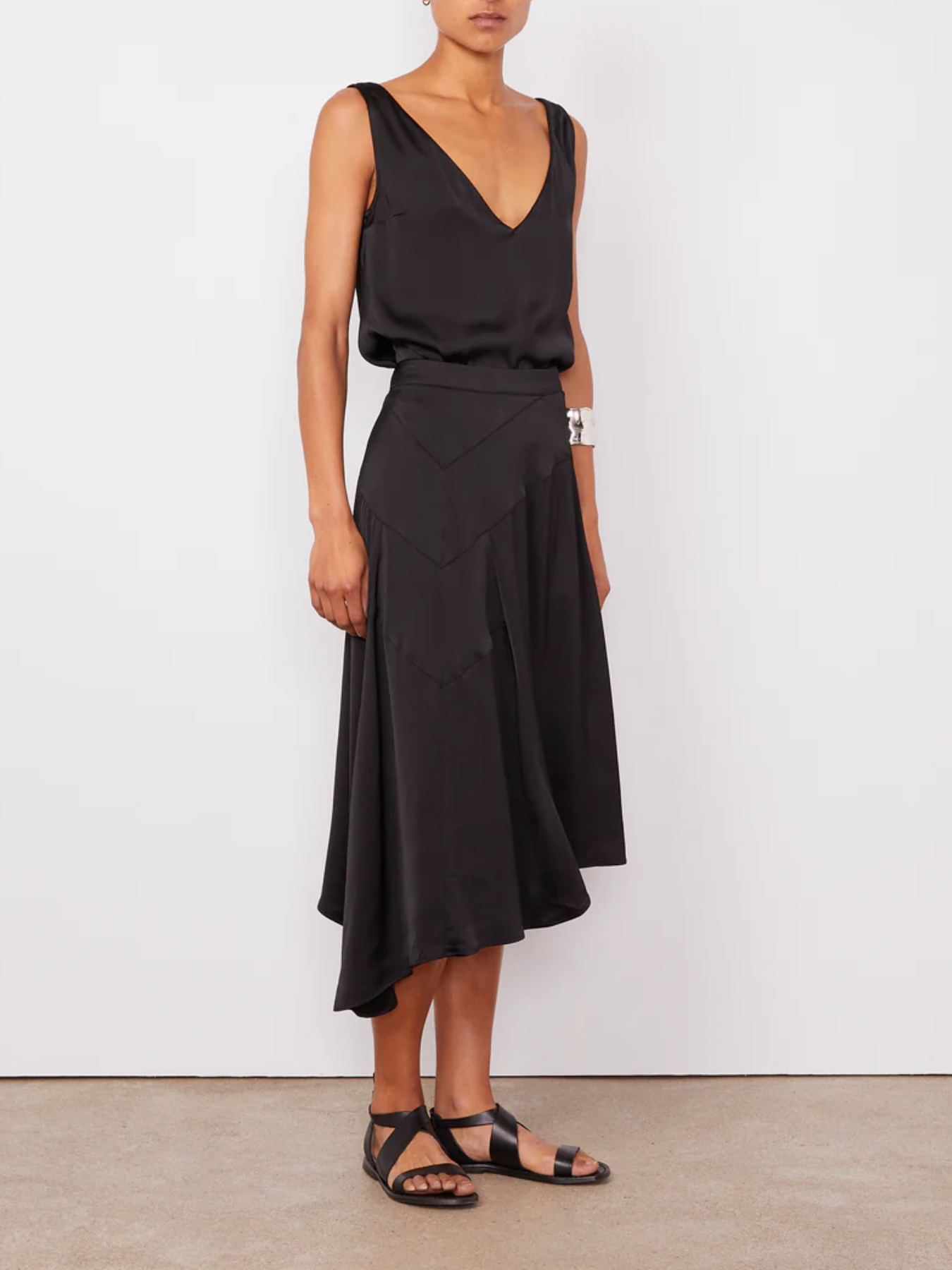 Officine Generale-Anisea Satin Viscose Skirt - Black-Skirts-Boboli-Vancouver-Canada