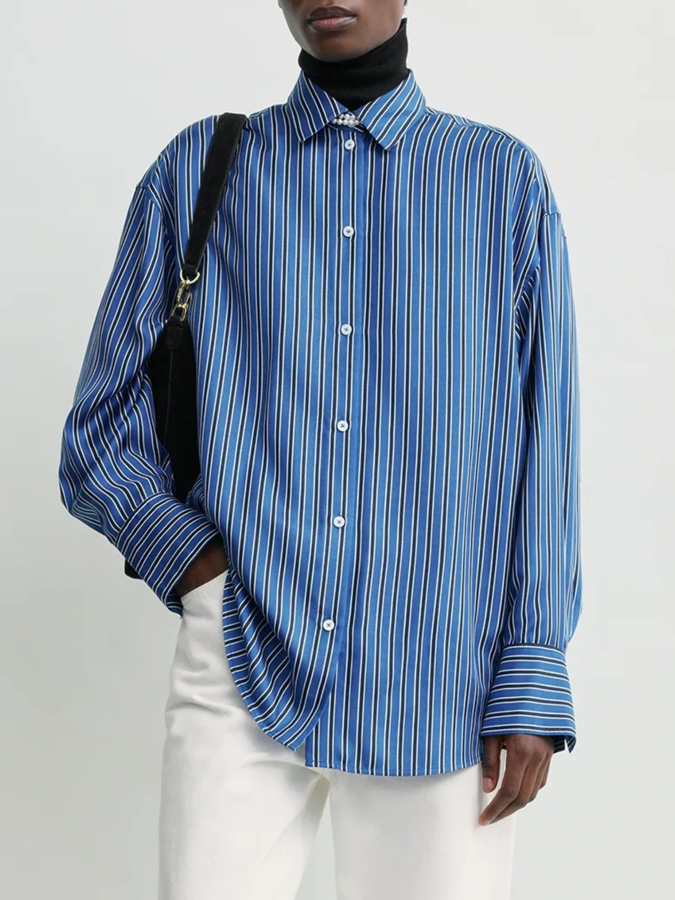 Totême-Oversized Striped Shirt - Blue/Navy-Shirts-Boboli-Vancouver-Canada