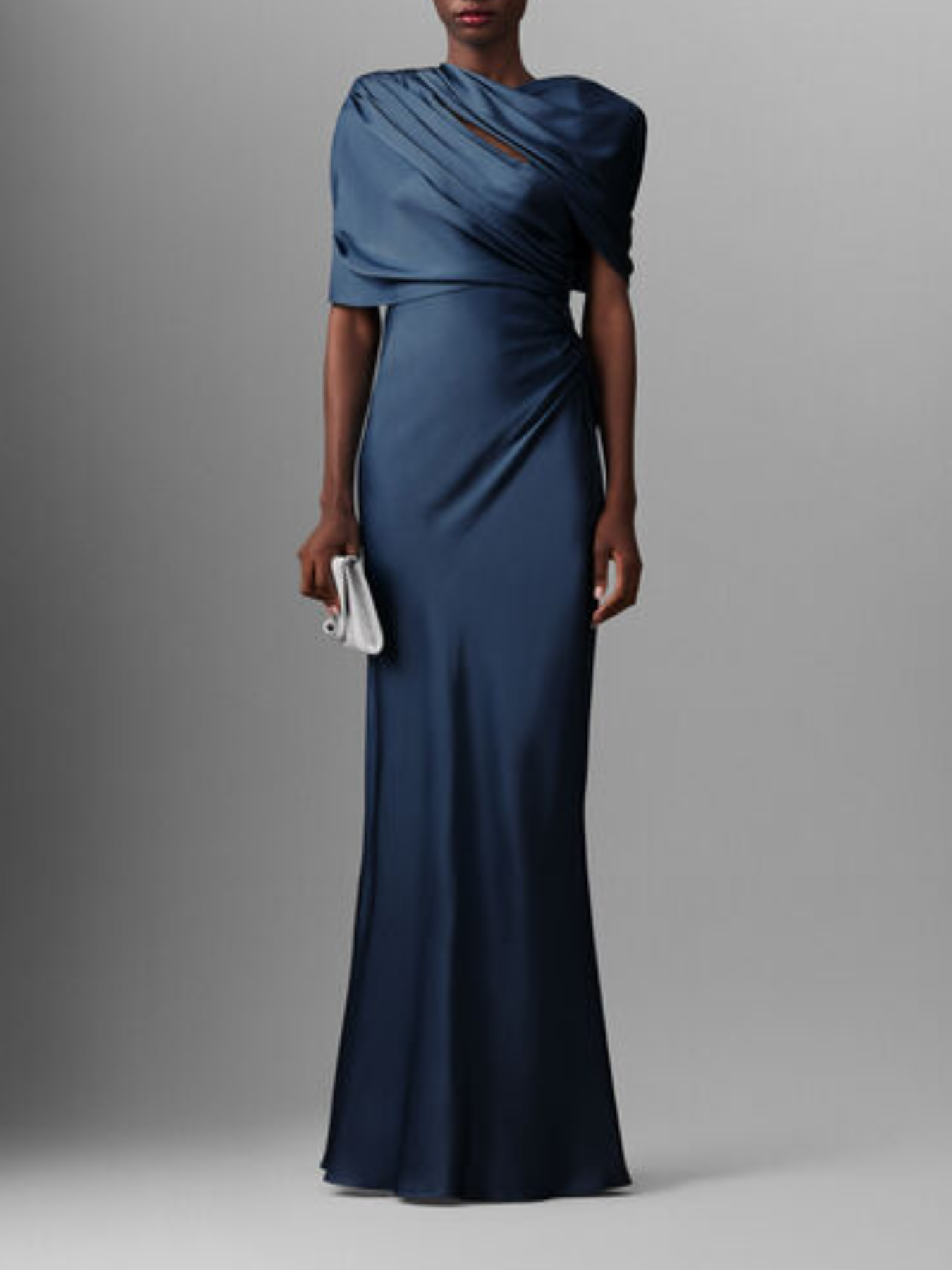 Stella McCartney-Draped Cape Gown - Steel Blue-Dresses-Boboli-Vancouver-Canada