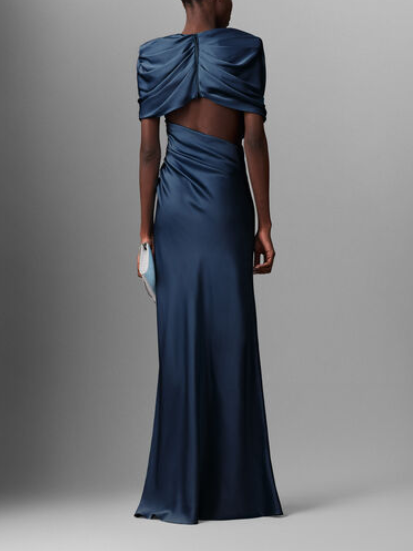 Stella McCartney-Draped Cape Gown - Steel Blue-Dresses-Boboli-Vancouver-Canada