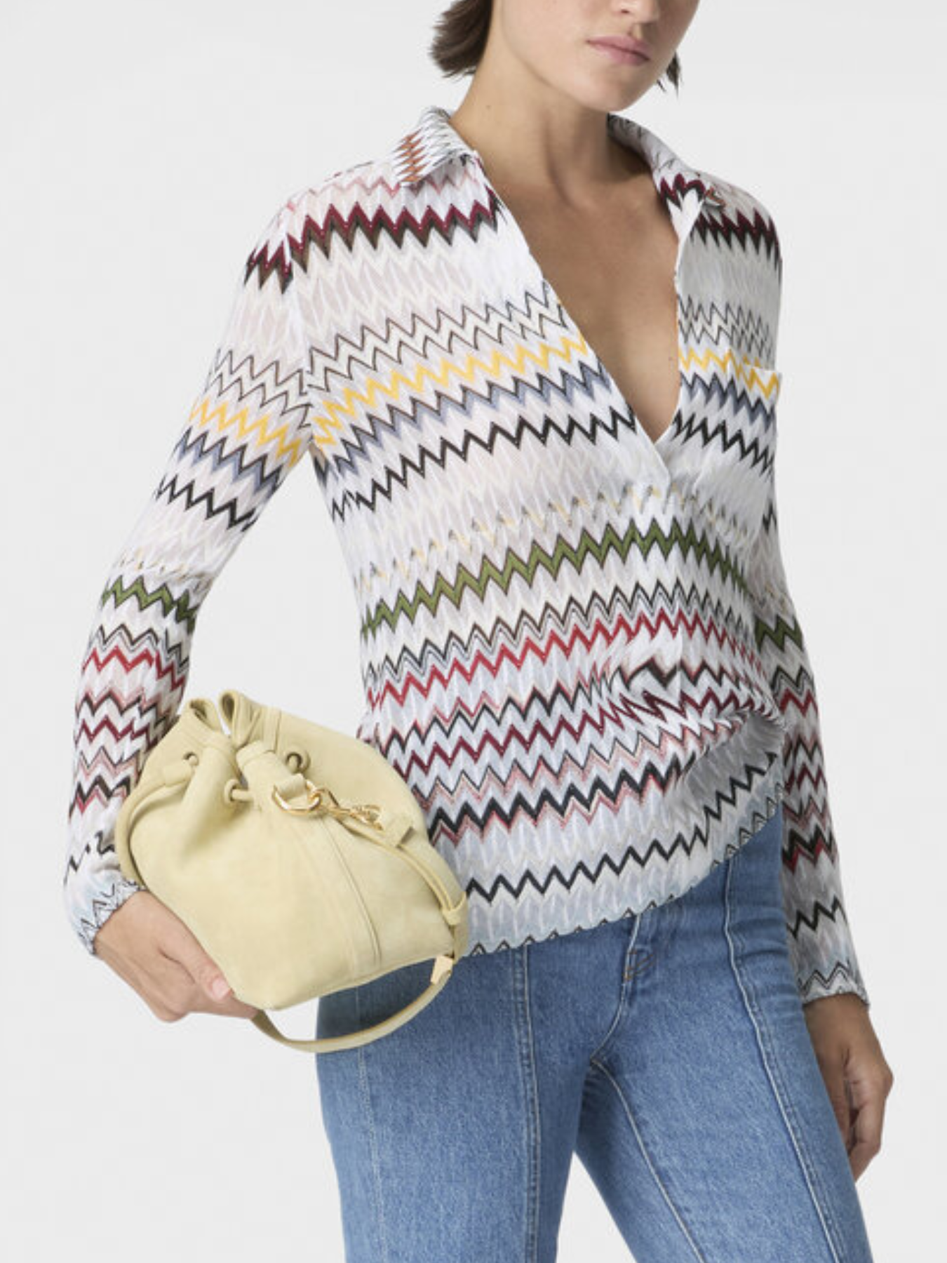 Missoni-Slim Fit V-Neck L.S. Top - Multi w/White Base-Tops-Boboli-Vancouver-Canada