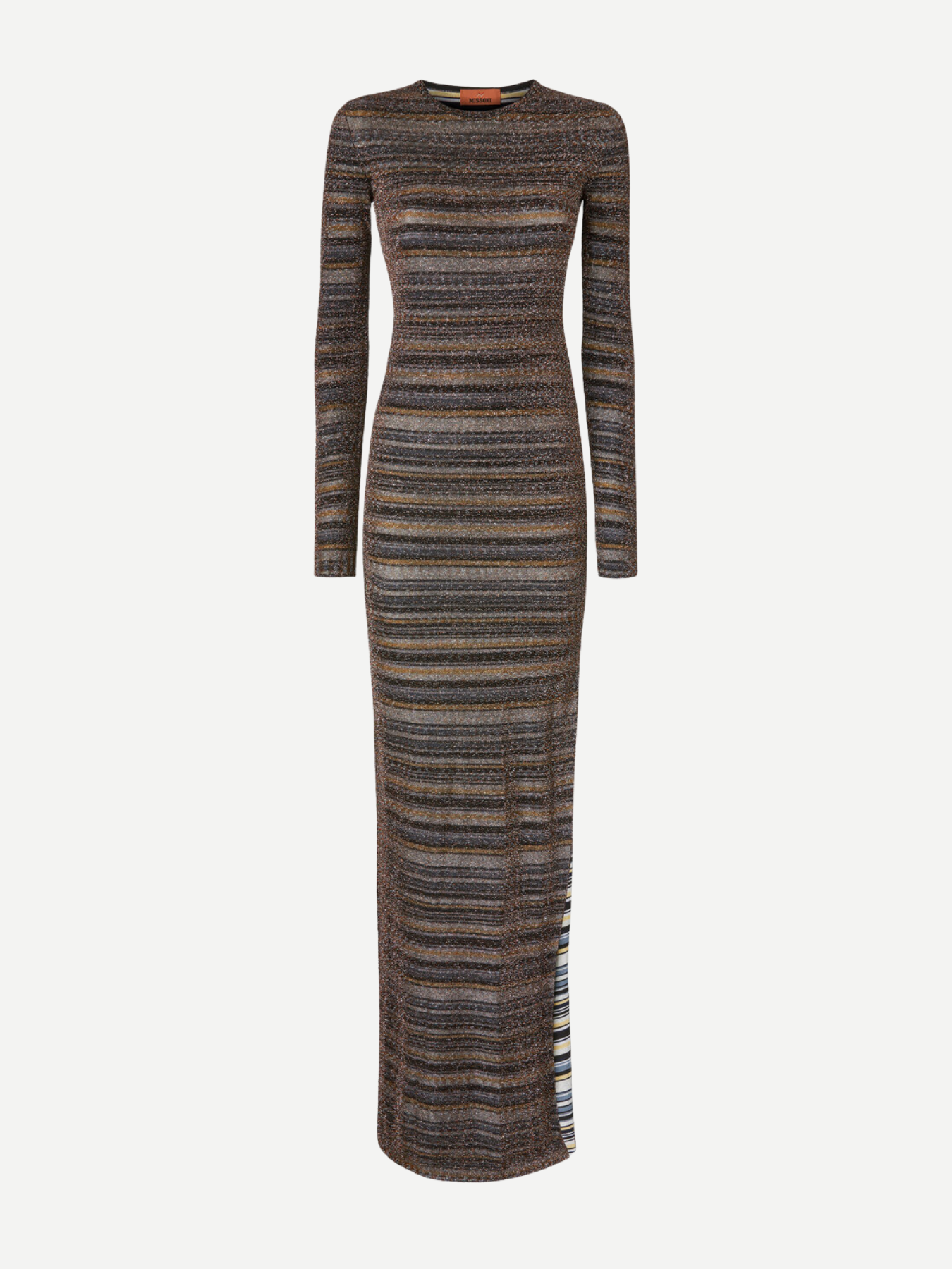Missoni-L.S. Crewneck Dress w/Side Slit - Multi/Gold-Dresses-Boboli-Vancouver-Canada