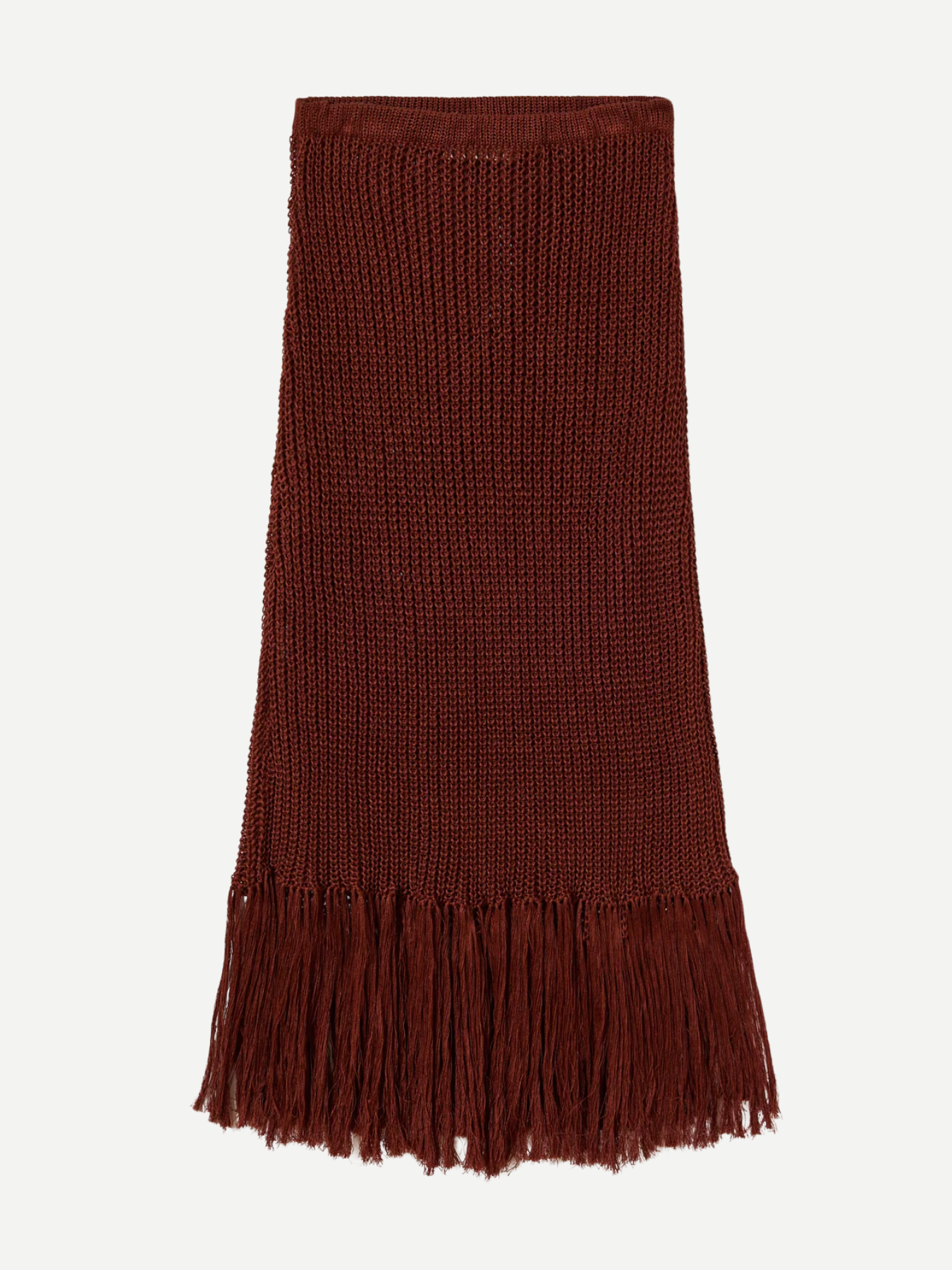 Plan C-Maxi Linen Skirt With Fringes - Brick-Skirts-Boboli-Vancouver-Canada