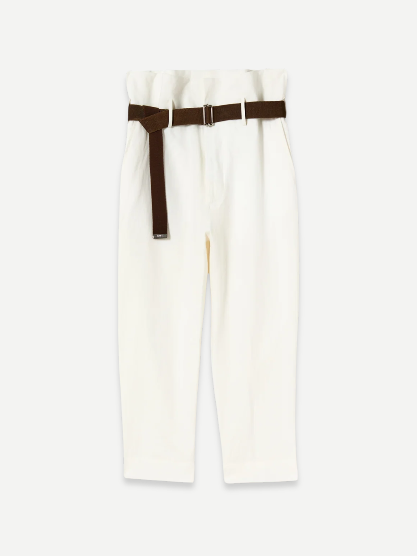 Plan C-Linen High Waist Trousers - Chalk-Pants-Boboli-Vancouver-Canada