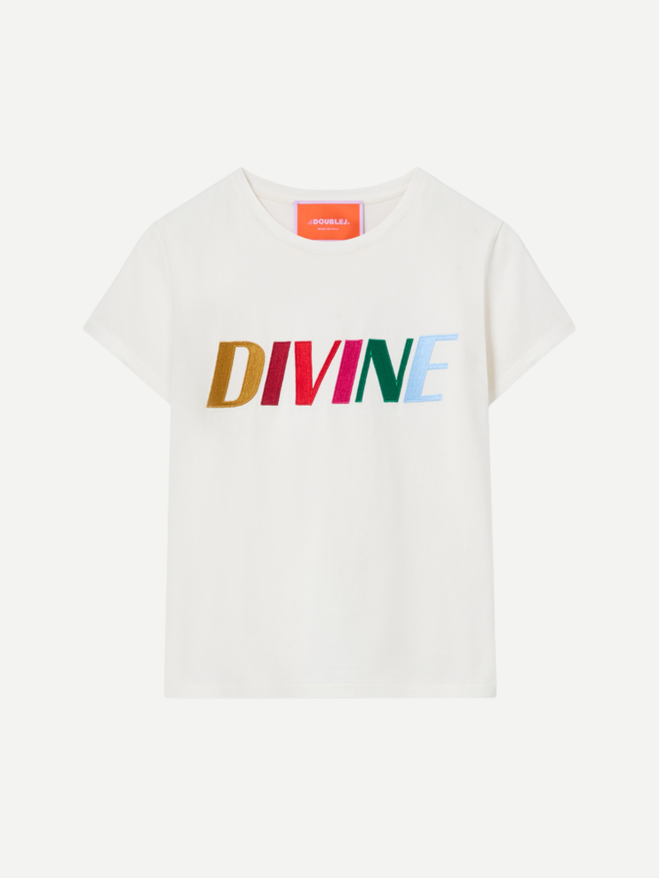 La DoubleJ-High T-Shirt Embroidered - White-T-Shirts-Boboli-Vancouver-Canada