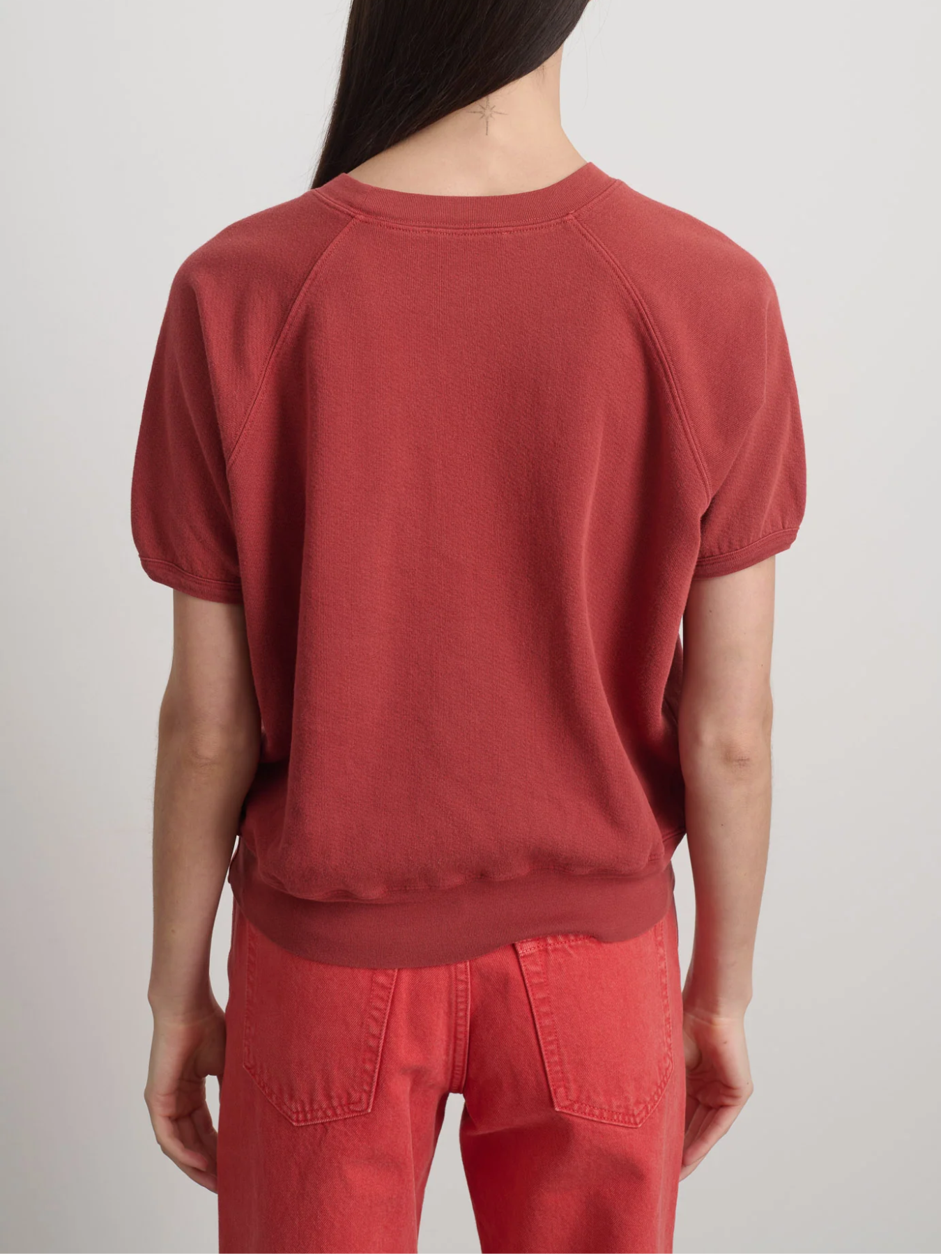 B Sides-Short Sleeve Sweatshirt - Faded Tomato Overdye-Sweaters-Boboli-Vancouver-Canada