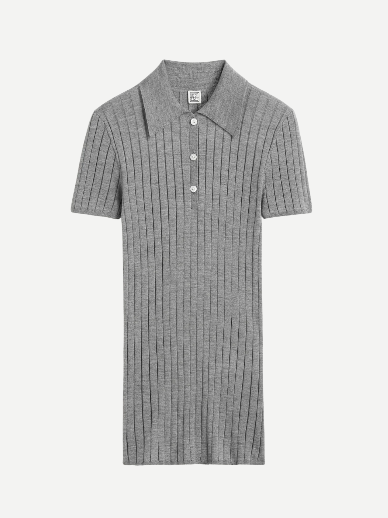 Toteme-Ribbed Cashmere Silk Polo - Grey Melange-Shirts-Boboli-Vancouver-Canada