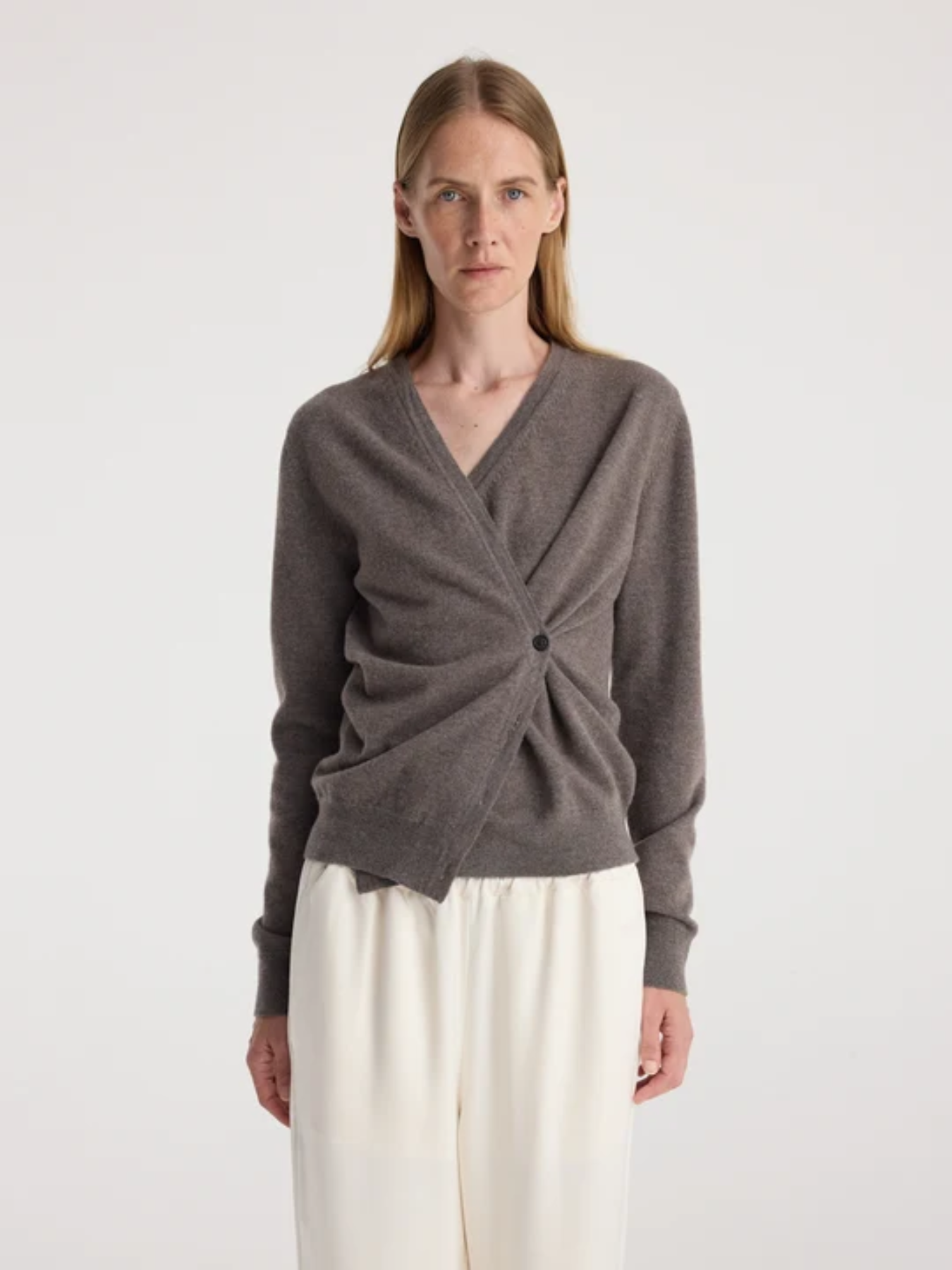 Róhe-Twisted Ballet Cardigan - Mud-Cardigans-Boboli-Vancouver-Canada