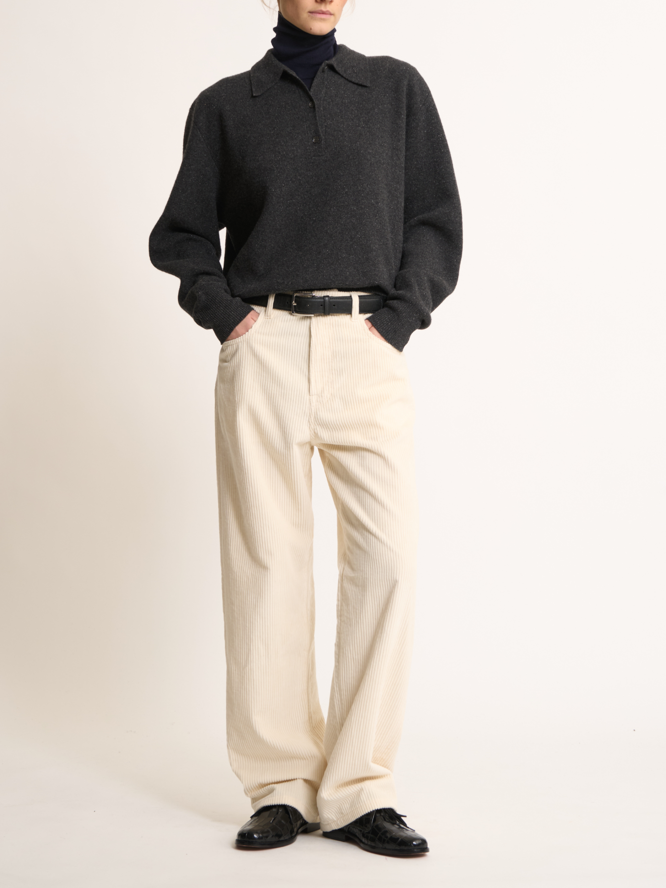 Róhe-Bruun - Signature Baggy Corduroy - Winter White-Pants-Boboli-Vancouver-Canada