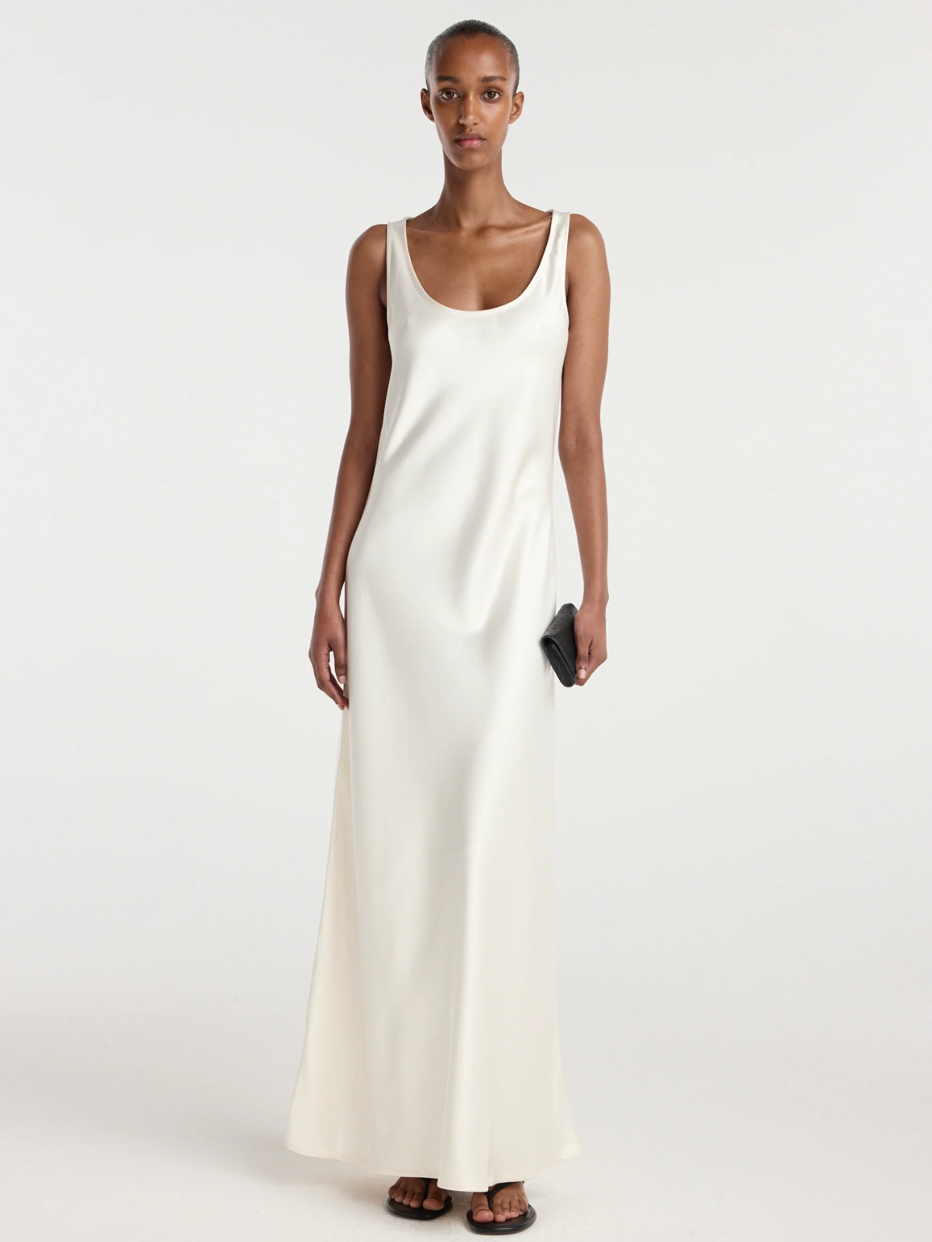 Róhe-Scoop Neck Satin Dress - Ivory-Dresses-Boboli-Vancouver-Canada