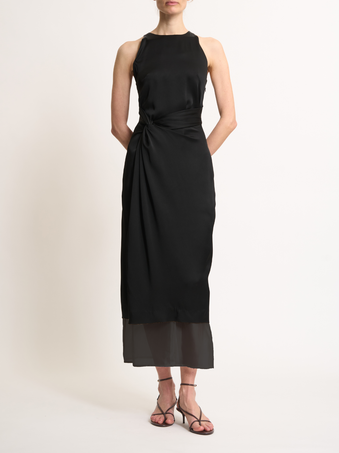 Róhe-Sarong Halter Dress - Black-Dresses-Boboli-Vancouver-Canada