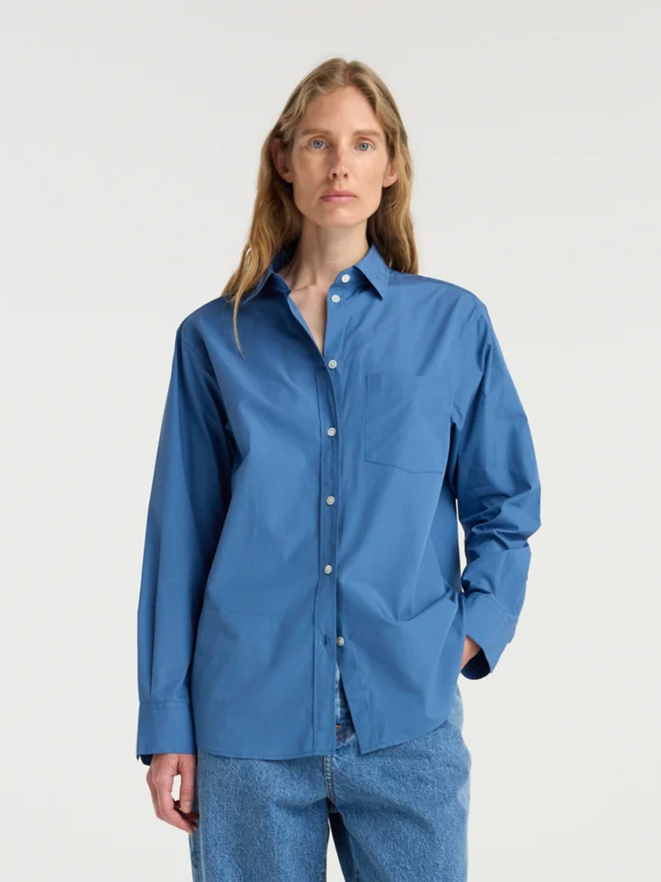 Róhe-Classic Light Poplin Shirt - Pacific Blue-Shirts-Boboli-Vancouver-Canada