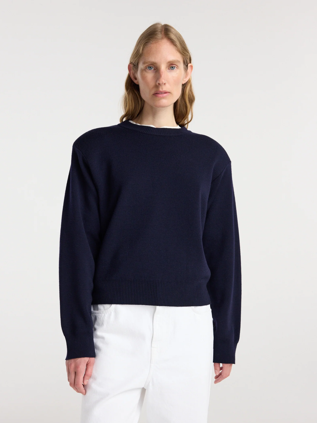 Róhe-Statement Shoulder Crewneck - Navy-Sweaters-Boboli-Vancouver-Canada