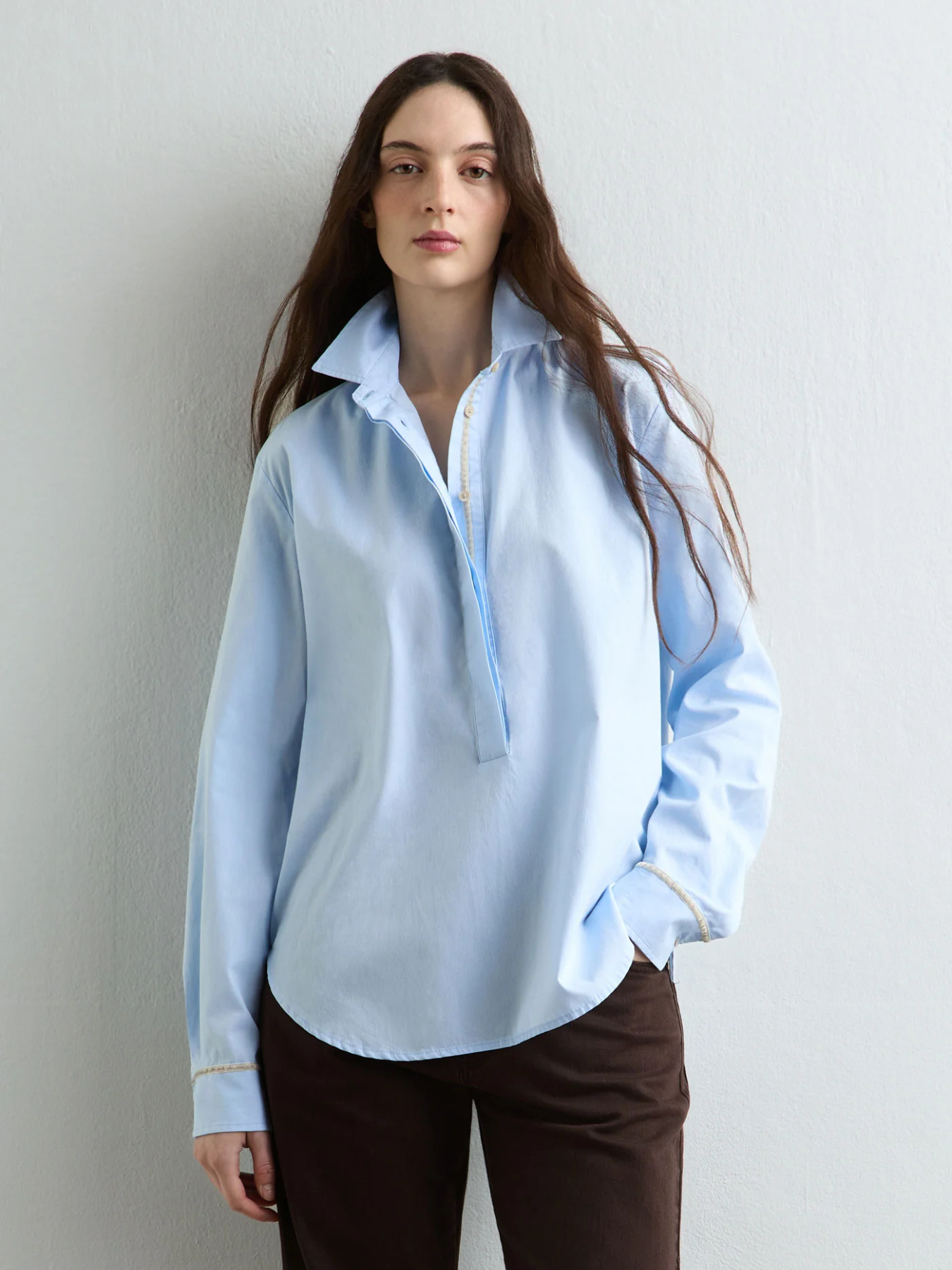 Massimo Alba-Marysol Polo Blouse - Sky-Blouses-Boboli-Vancouver-Canada