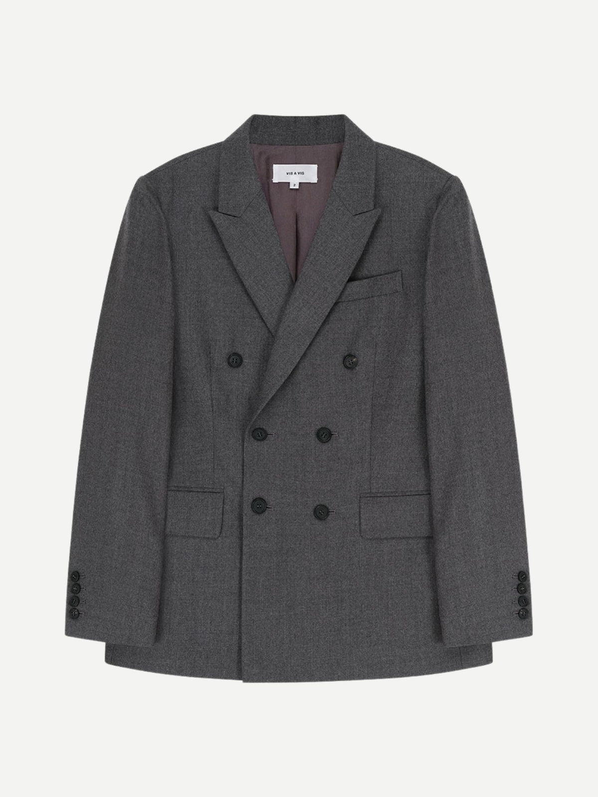 Vis A Vis-Double Breasted Wool Blazer - Gray-Blazers-Boboli-Vancouver-Canada